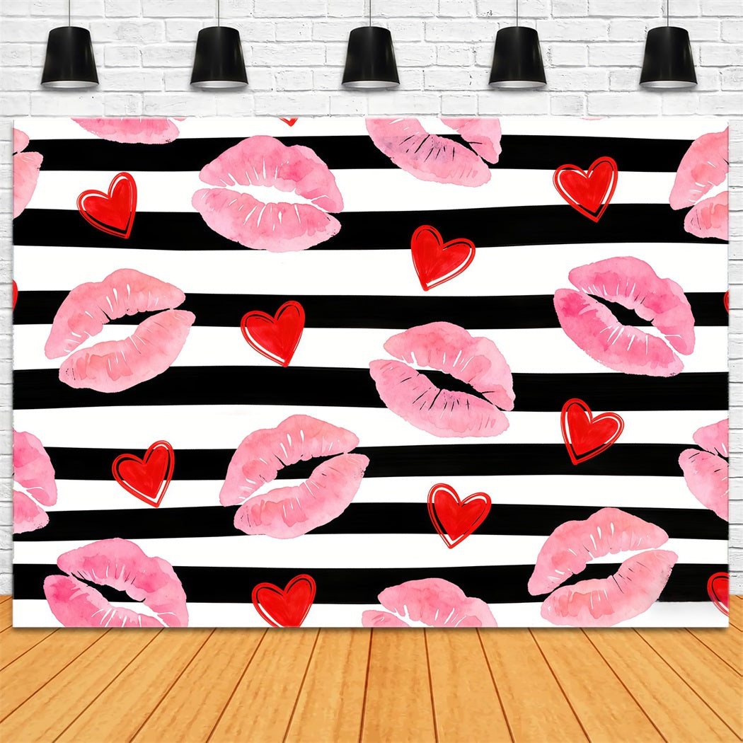 Kissing Lips Valentine Backdrop Watercolor Heart Pattern Valentine Backdrop Ideas UK CSH61-102
