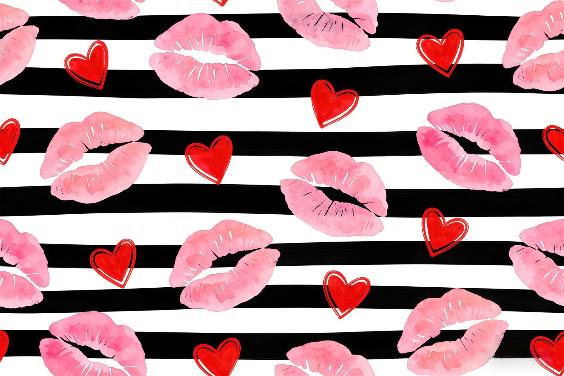 Kissing Lips Valentine Backdrop Watercolor Heart Pattern Valentine Backdrop Ideas UK CSH61-102
