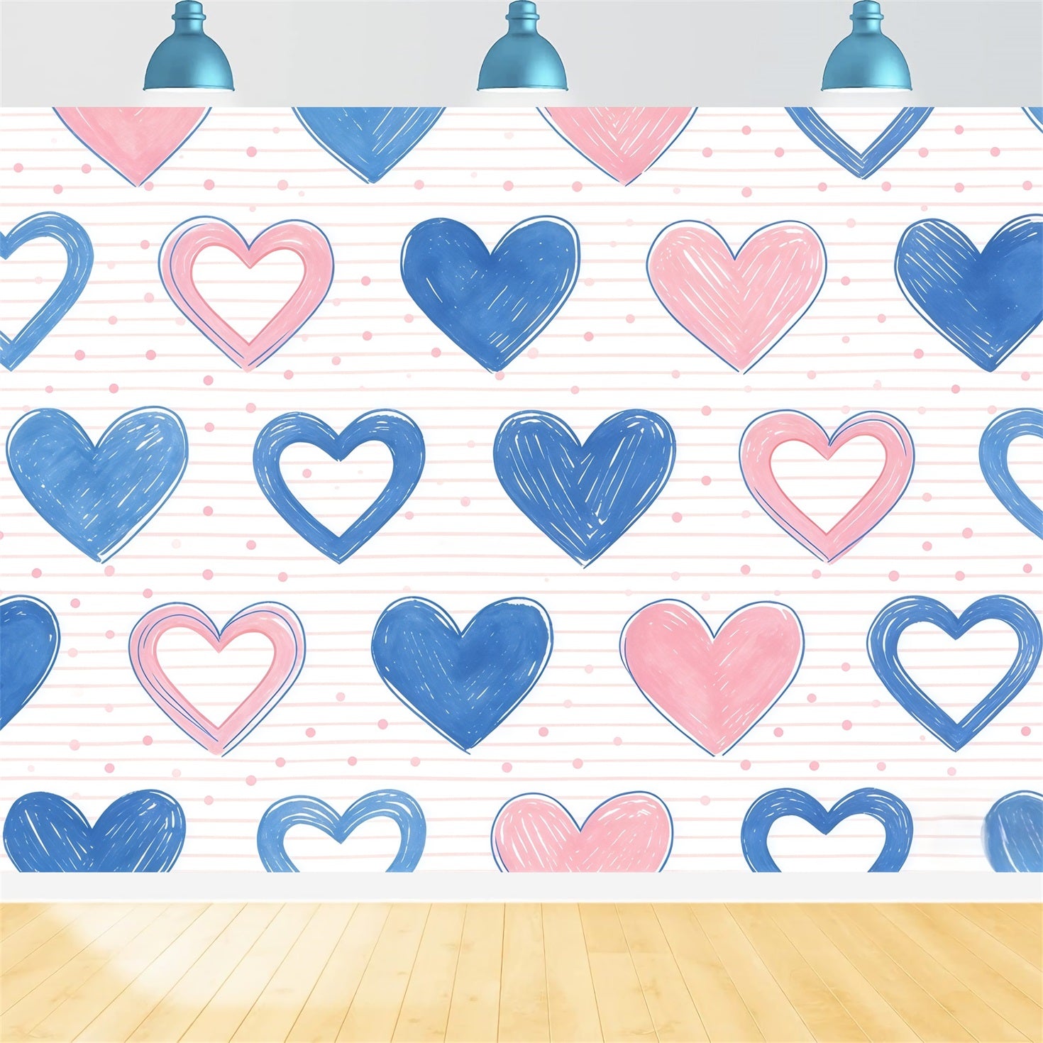 90s Valentine Backdrop Pastel Heart Sketch Pattern Valentine's Backdrop UK CSH61-107