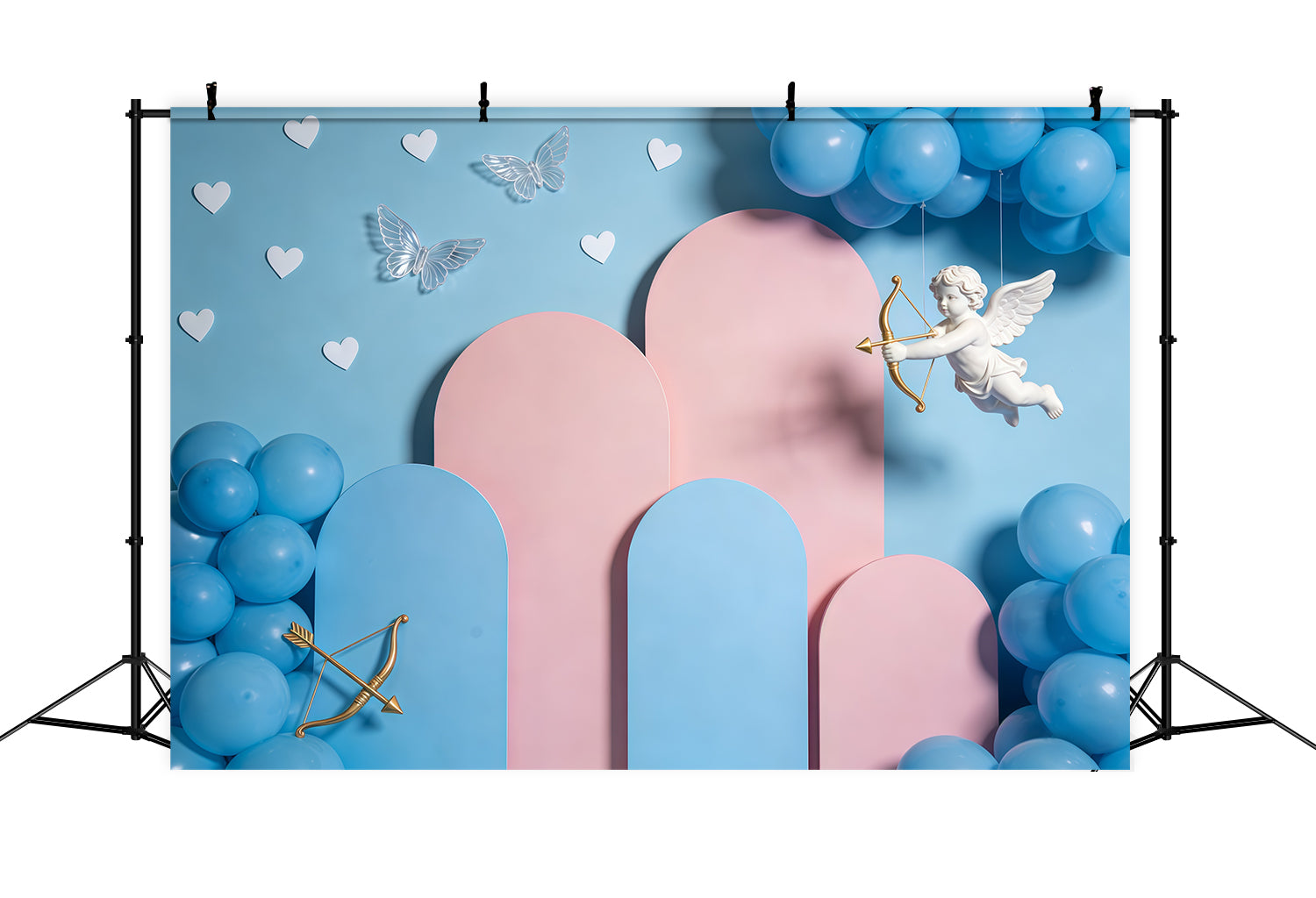 Cupid Valentine's Day Backdrop Arch Balloon Display Valentine Backdrops For Pictures UK CSH61-112