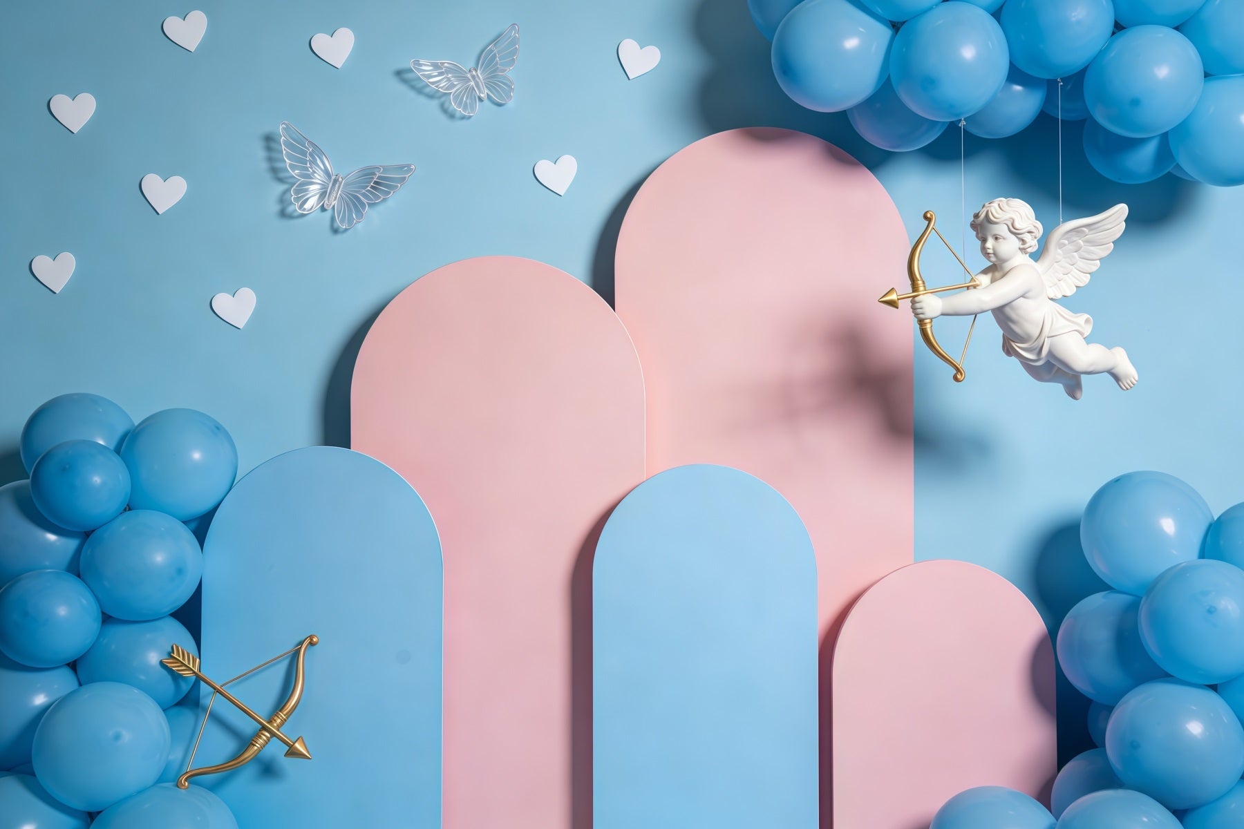 Cupid Valentine's Day Backdrop Arch Balloon Display Valentine Backdrops For Pictures UK CSH61-112