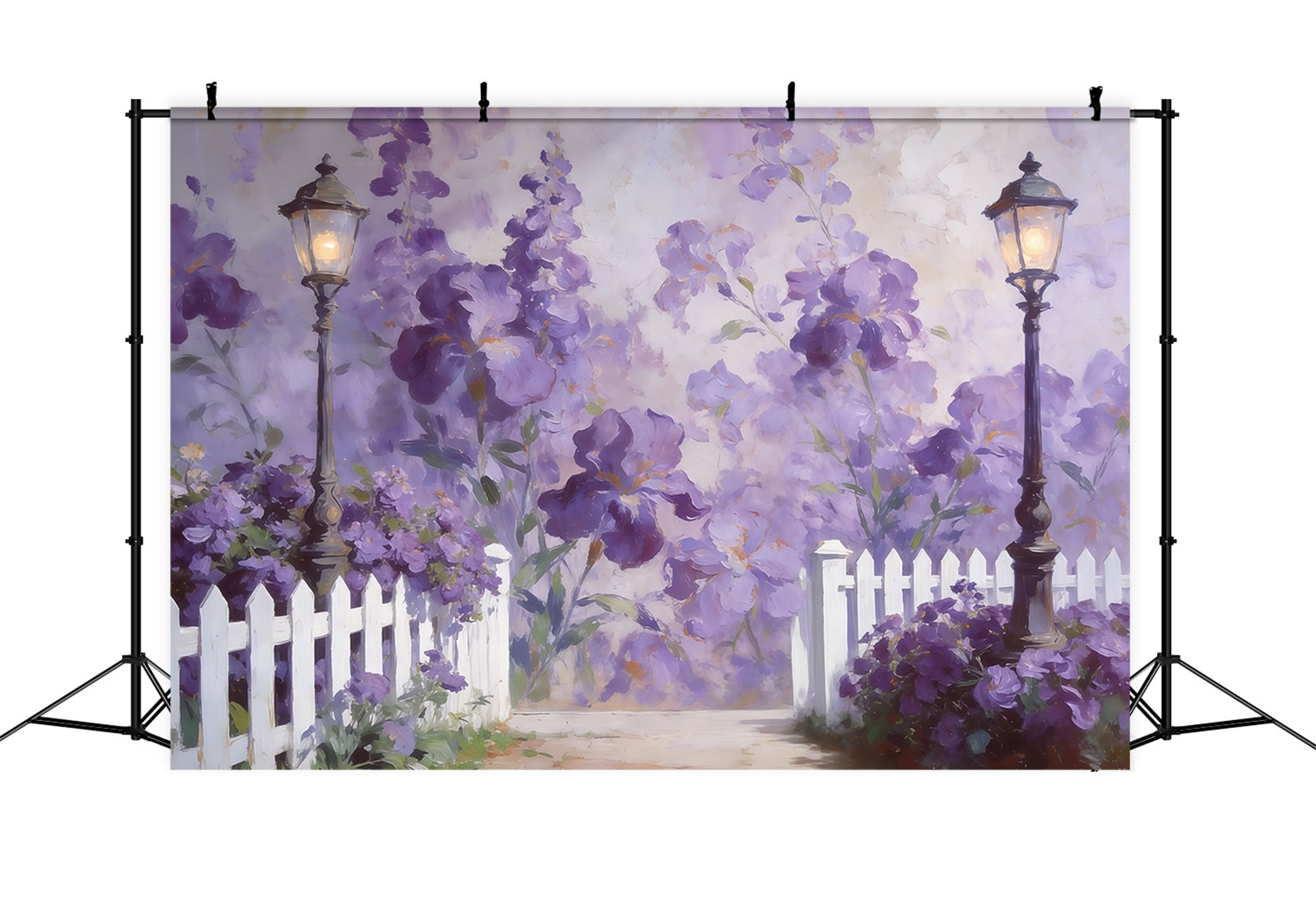 Floral Garden Backdrop Lantern Lavender Blossom Pathway Floral Backdrop Photoshoot UK CSH61-120