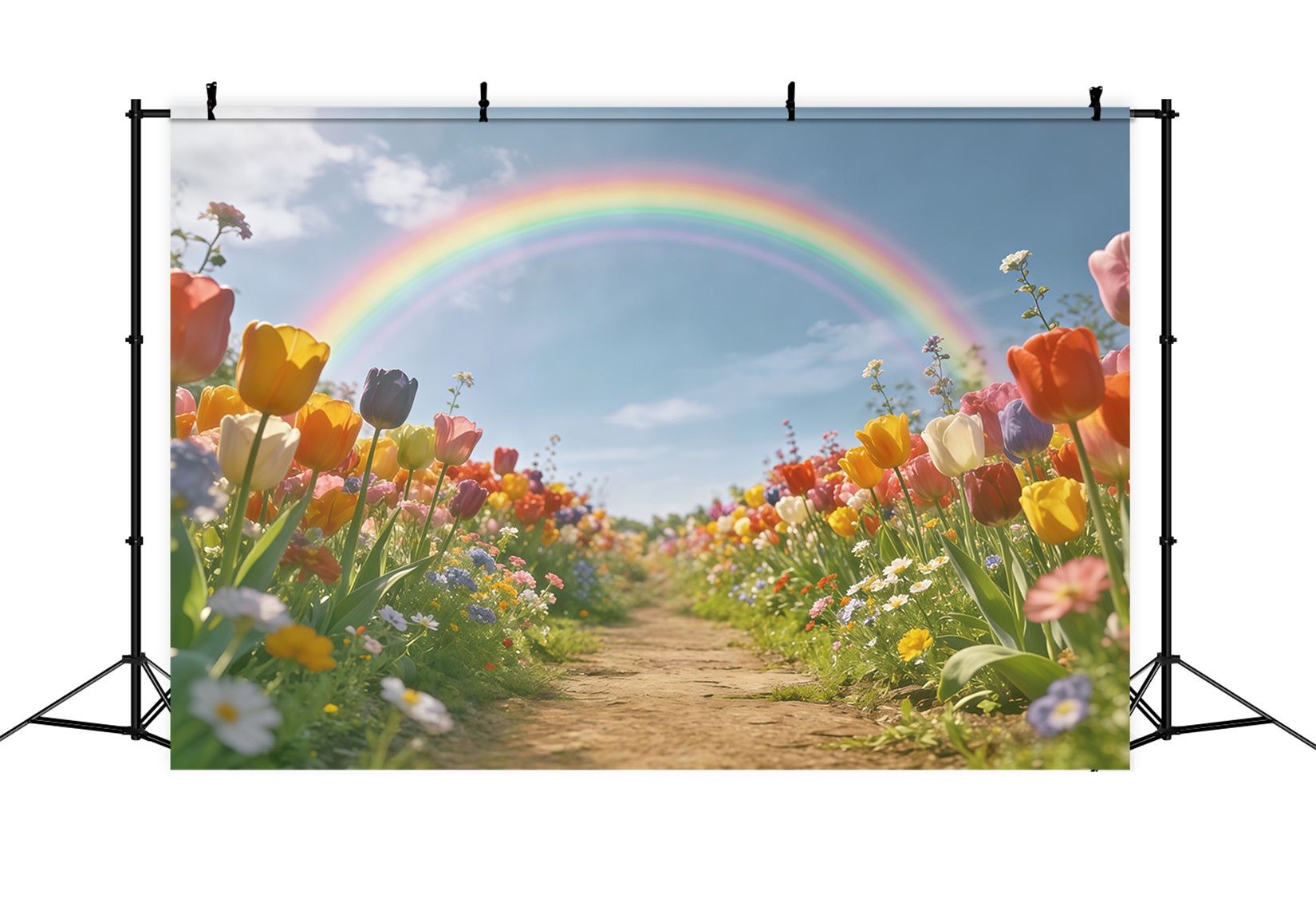 Spring Garden Backdrop Rainbow Tulip Floral Path Backdrops Floral UK CSH61-123