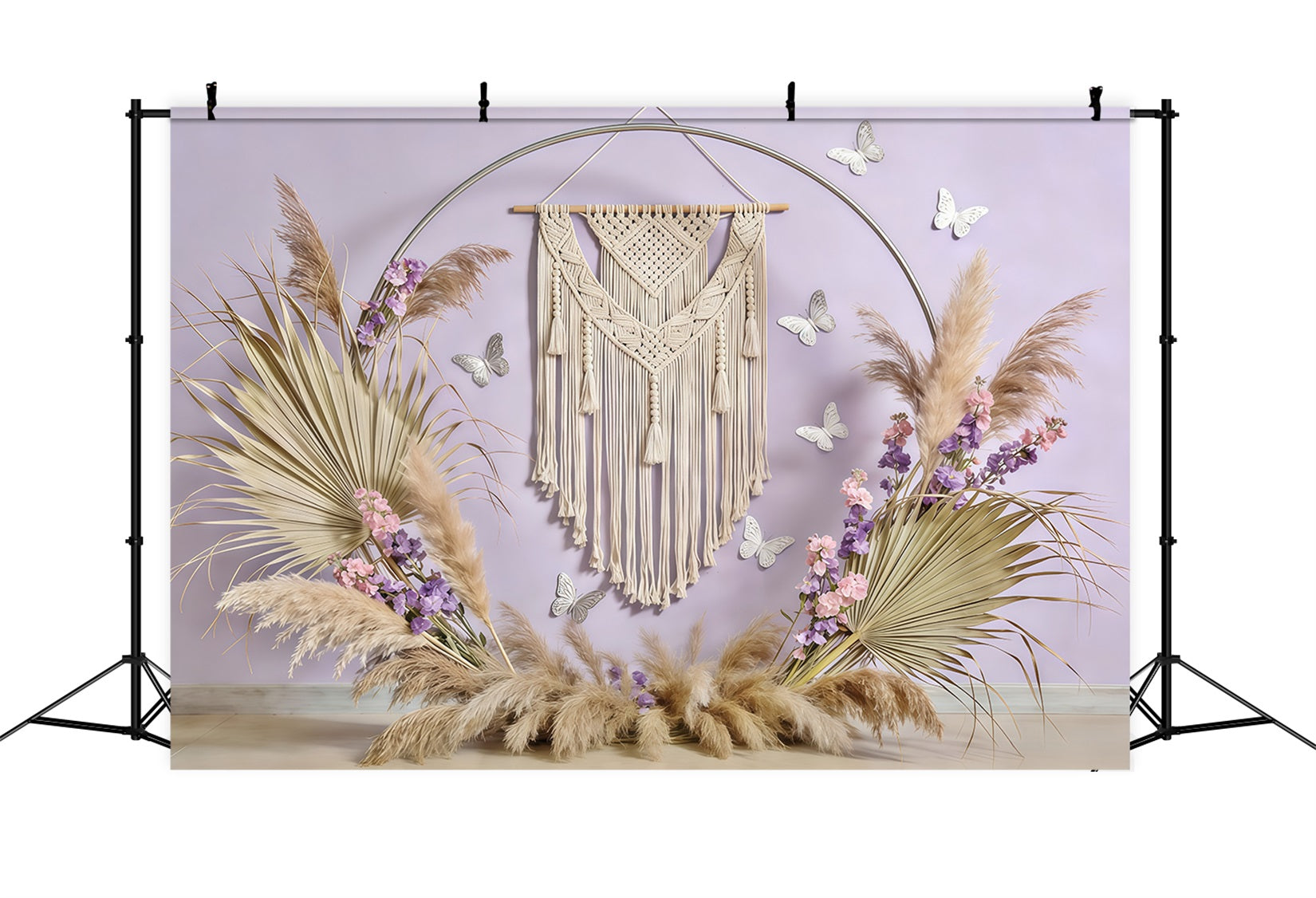 Pampas Grass Wall Backdrop Boho Macrame Pampas Butterfly Spring Photoshoot Backdrop UK CSH61-125