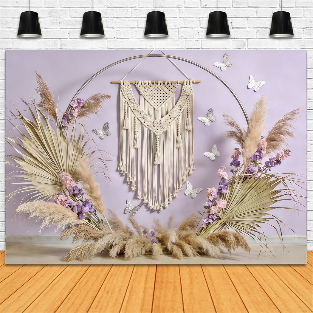 Pampas Grass Wall Backdrop Boho Macrame Pampas Butterfly Spring Photoshoot Backdrop UK CSH61-125