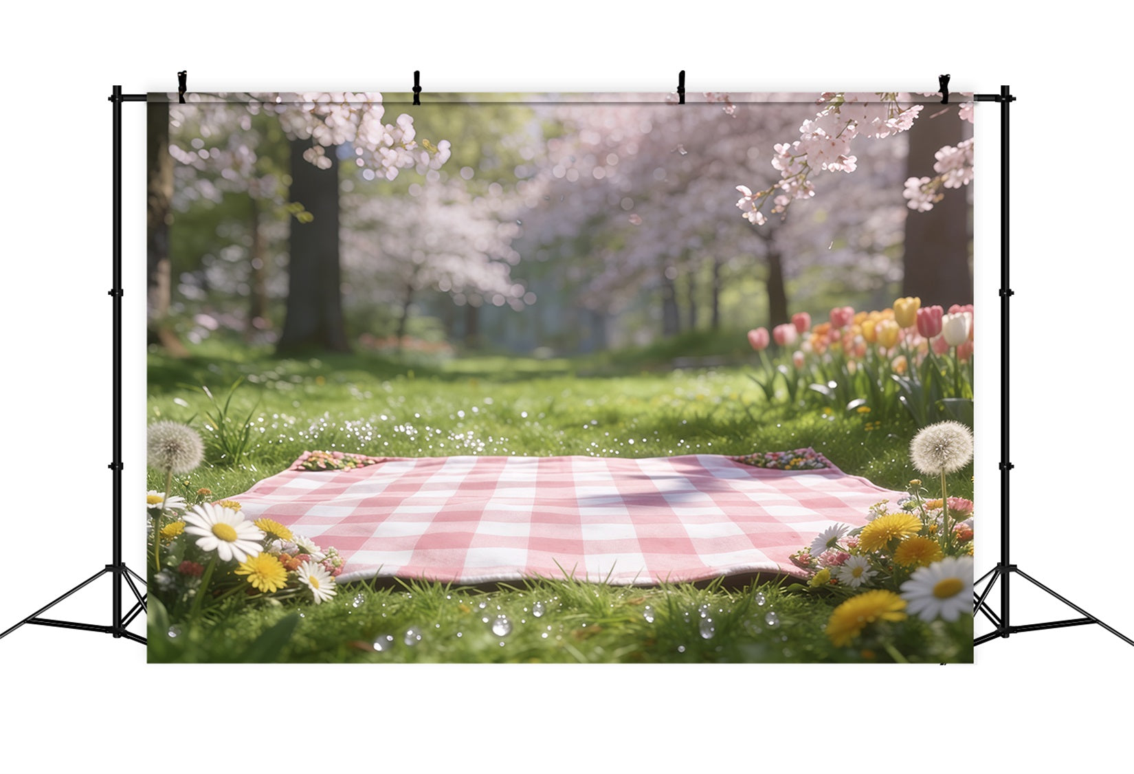Picnic Photo Backdrop Cherry Picnic Meadow Blossom Backdrops For Spring UK CSH61-127