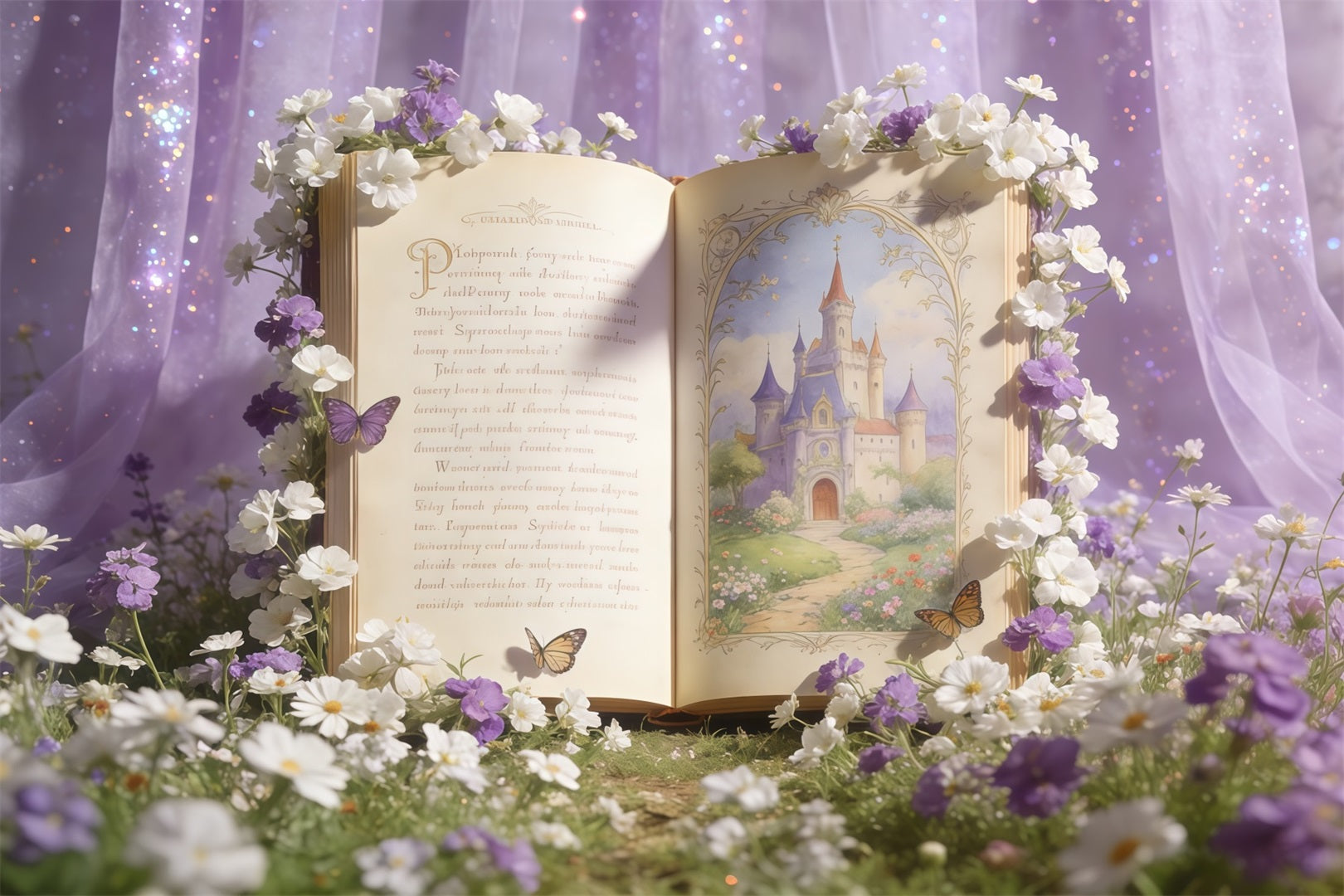 Wildflower Backdrop Ideas Enchanted Storybook Fairy Garden Pastel Floral Backdrop UK CSH61-129
