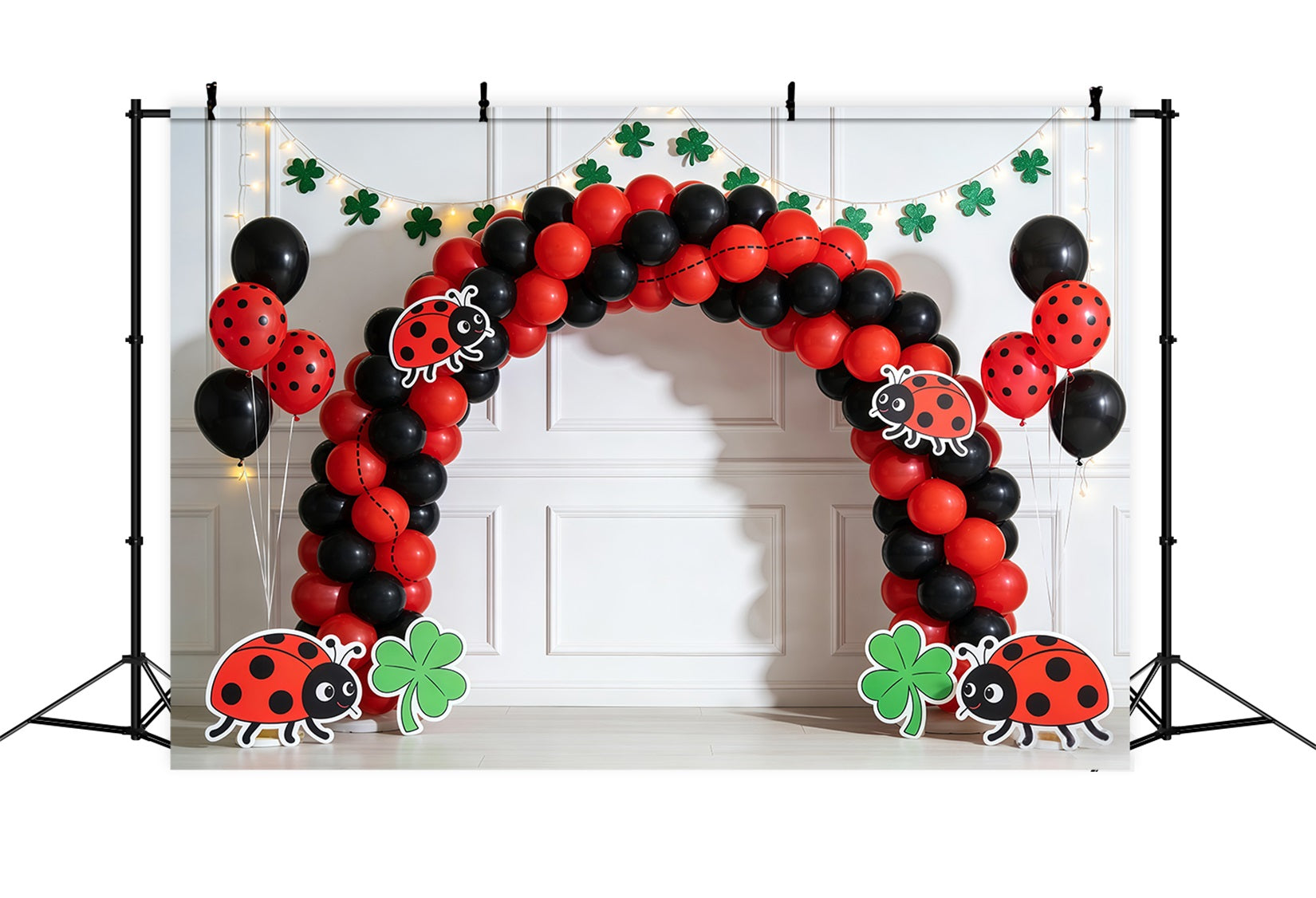 Ladybug Backdrop Lucky Clover Balloon Arch Spring Backdrop For Photography UK CSH61-130