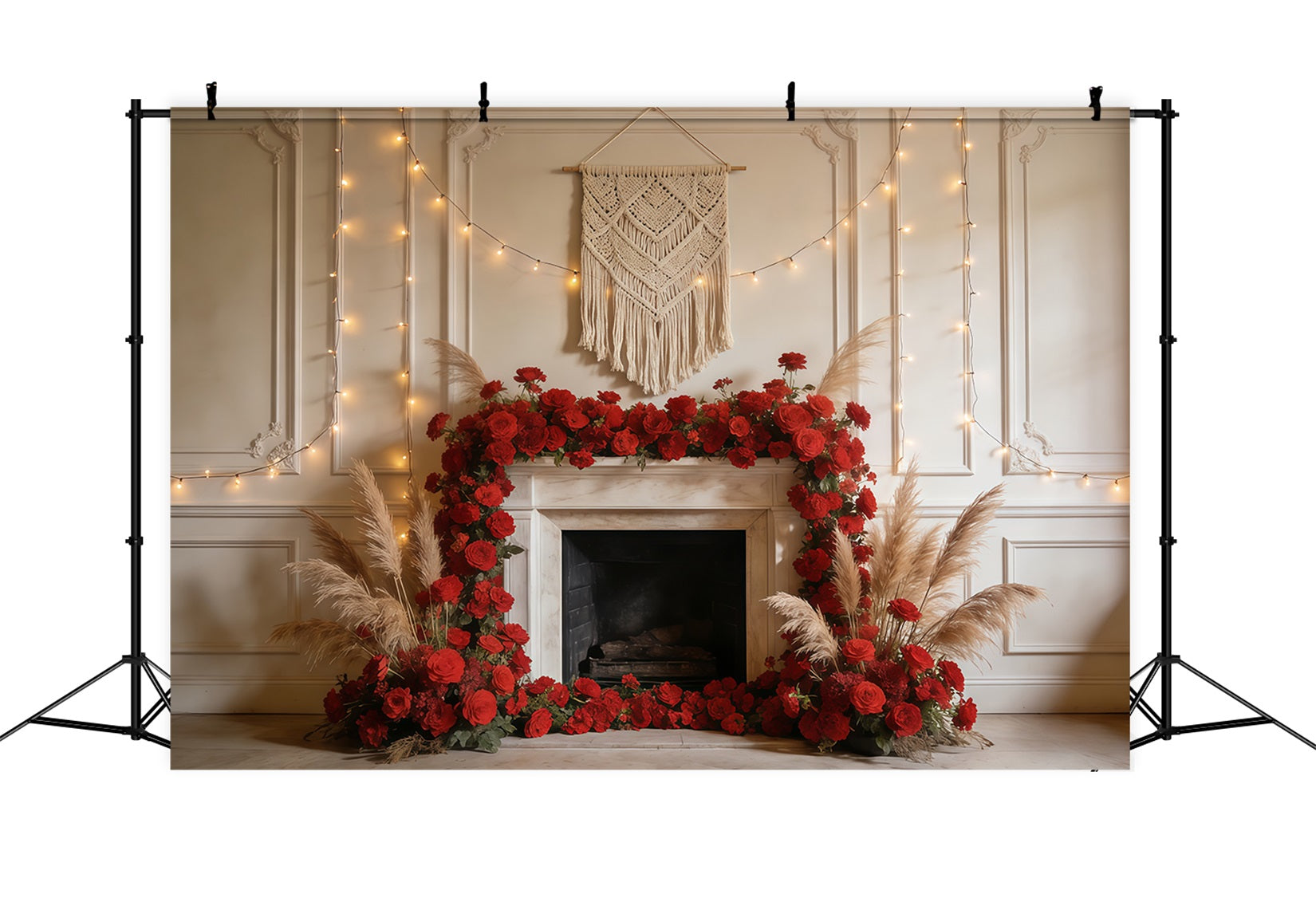Pampas Wall Backdrop Fireplace Roses Pampas Glow Spring Picture Backdrops UK CSH61-135