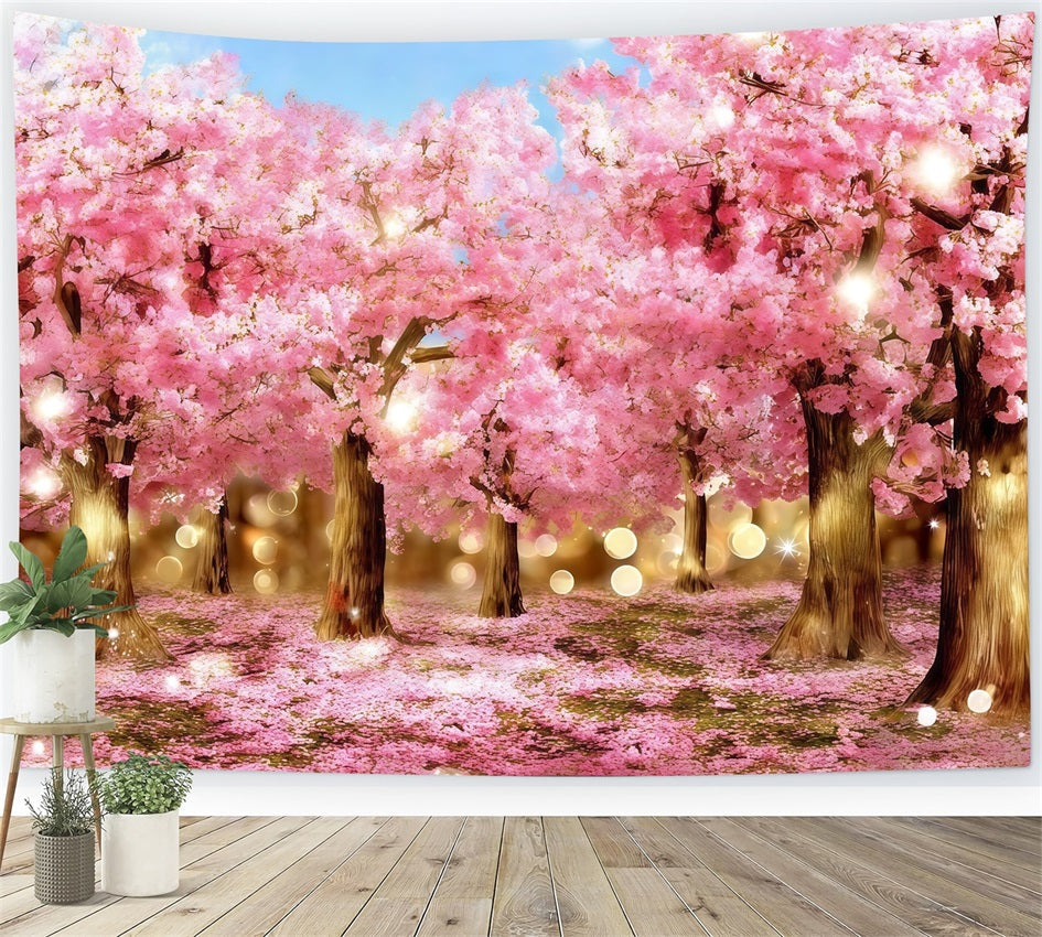 Cherry Blossom Backdrop Ideas Sparkling Pink Blossom Forest Floral Backdrop Photography UK CSH61-136