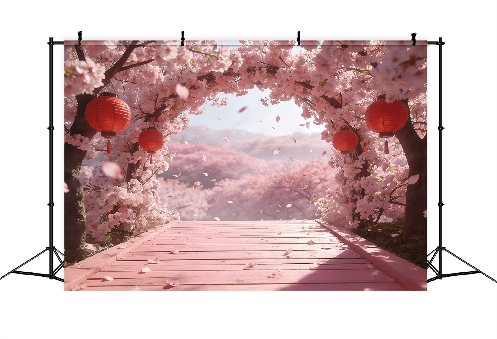 Cherry Blossom Backdrop Ideas Pink Flowers Lantern Archway Floral Backdrop Photography UK CSH61-137