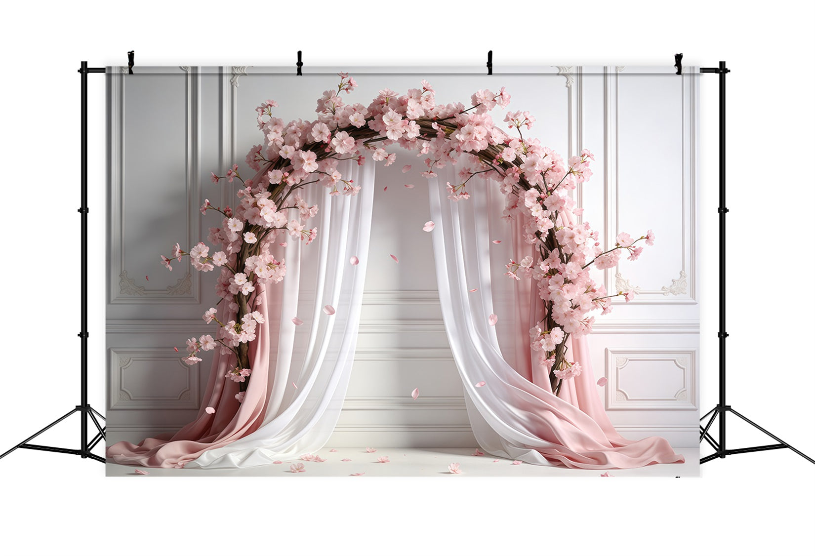 Pink Cherry Blossom Backdrop Pastel Draped Sakura Blossom Spring Backdrops For Pictures UK CSH61-138