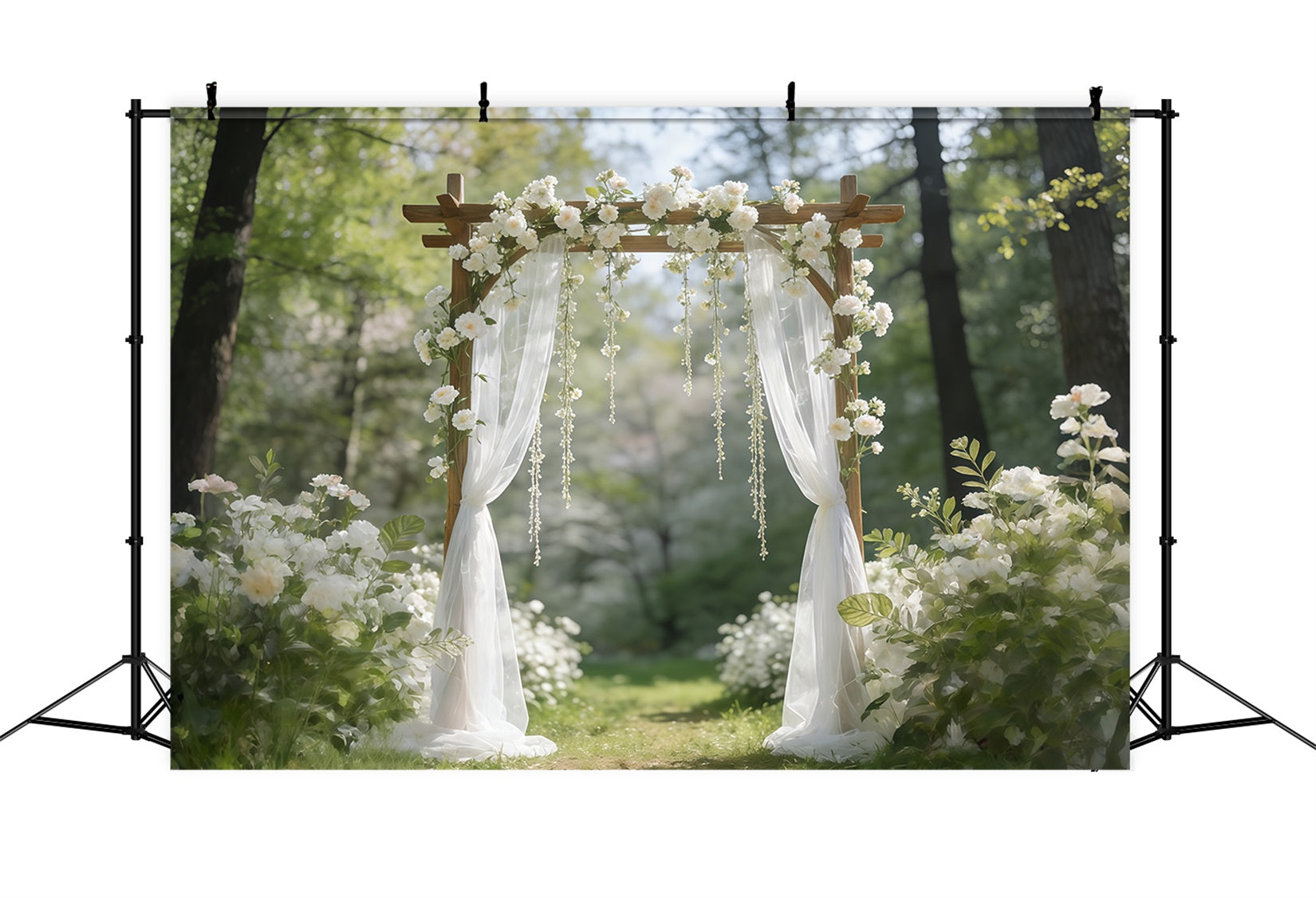 Spring Wedding Backdrop White Blossom Garden Archway Spring Backdrop Pictures UK CSH61-141