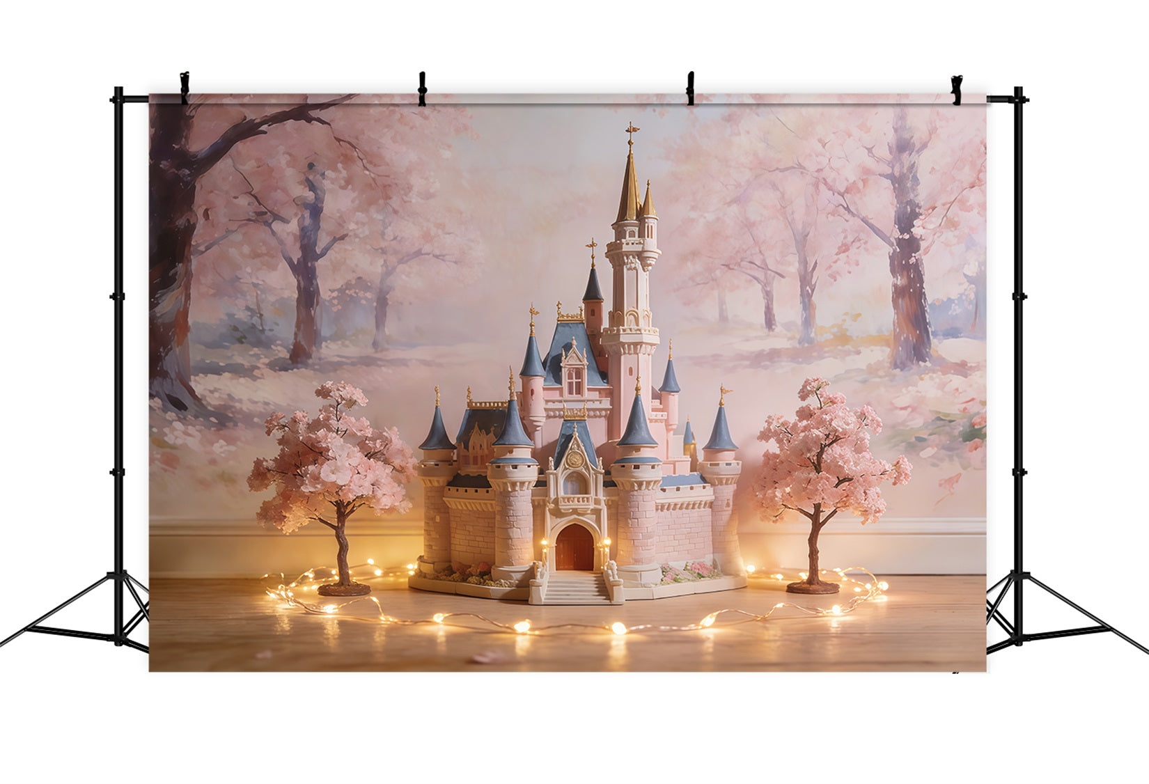 Backdrop Cherry Blossom Fairy Tale Dreamy Castle Floral Picture Backdrop UK CSH61-143
