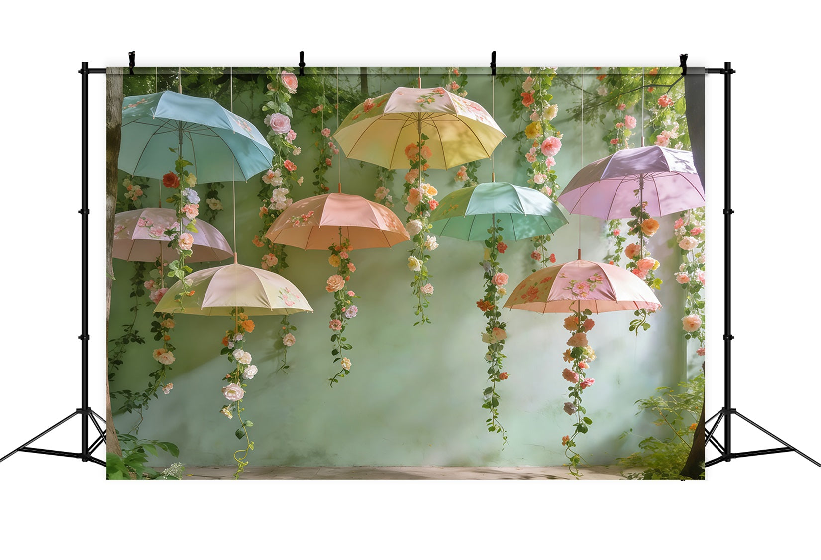 Spring Break Backdrop Hanging Umbrella Blossom Canopy Spring Backdrop UK CSH61-148