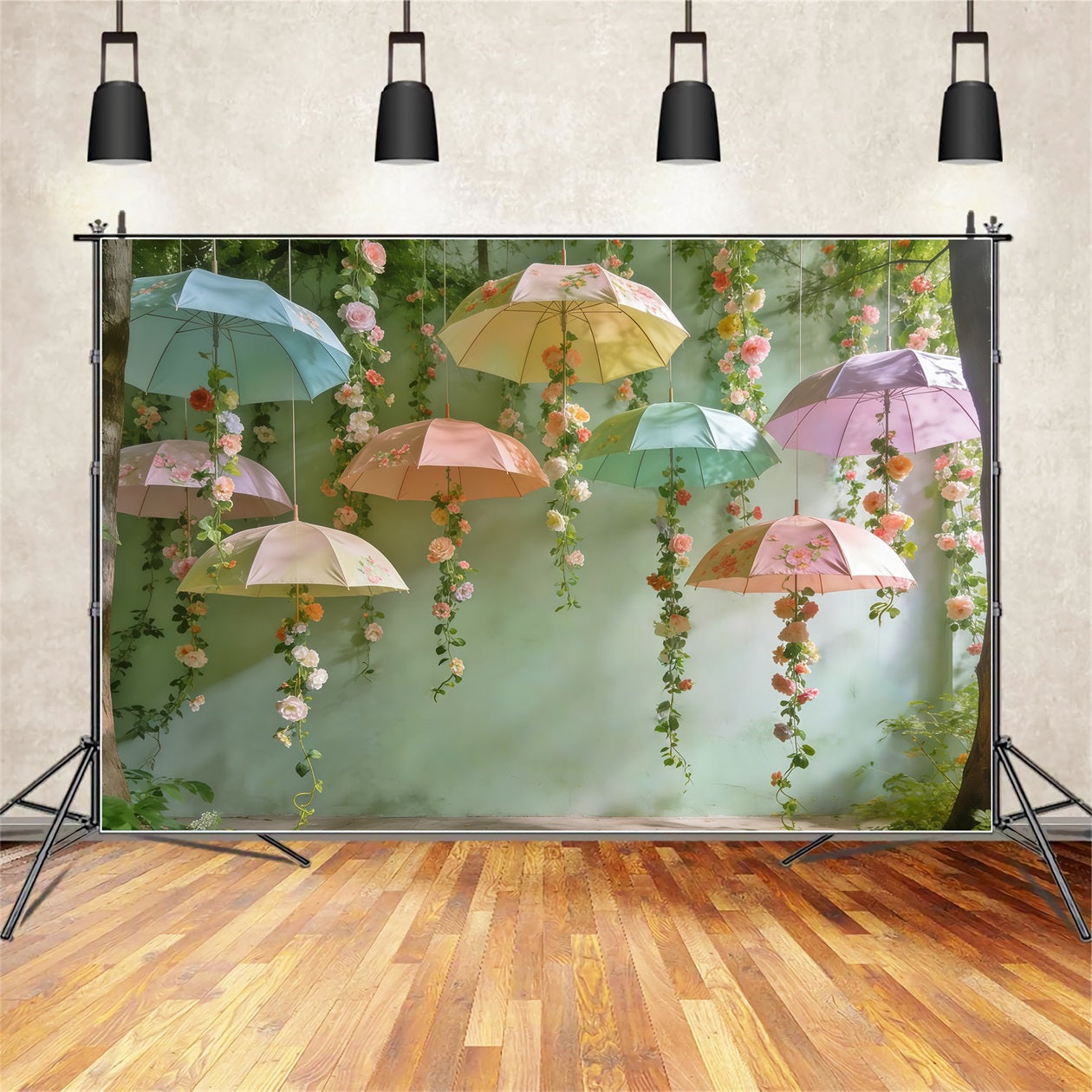 Spring Break Backdrop Hanging Umbrella Blossom Canopy Spring Backdrop UK CSH61-148