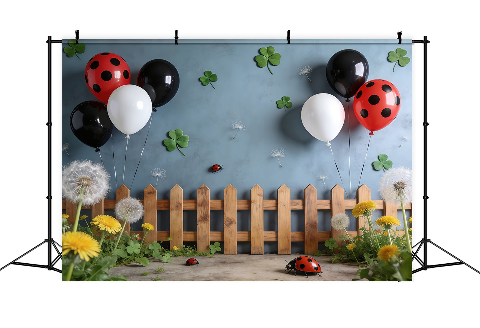 Ladybug Backdrops Clover Balloon Fence Dandelion Spring Backdrop Ideas UK CSH61-156