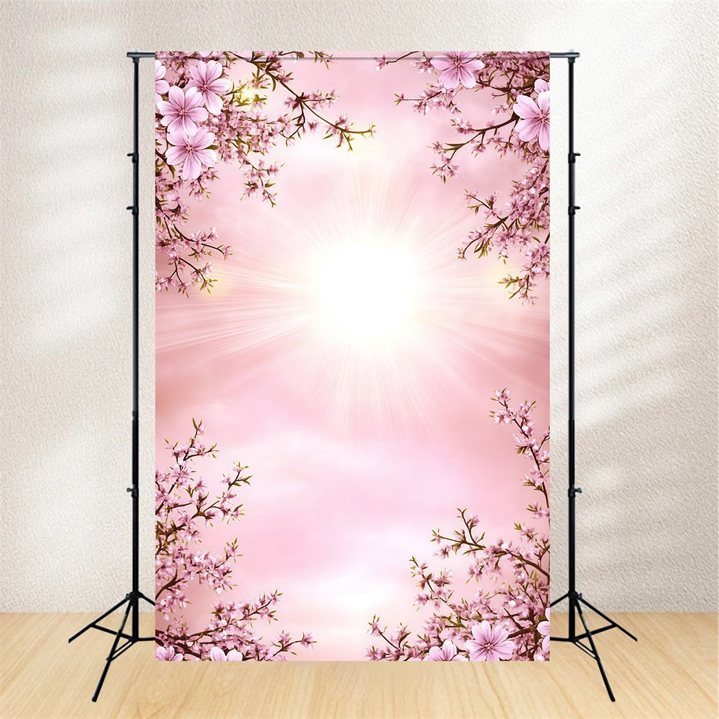 Spring Portrait Backdrops Pink Cherry Blossom Radiance Spring Backdrop For Pictures UK CSH61-158