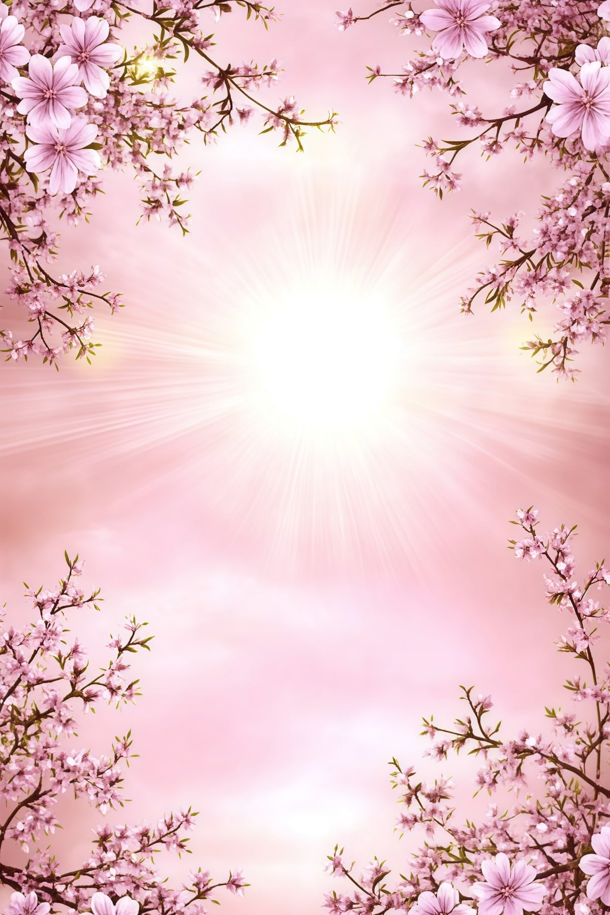 Spring Portrait Backdrops Pink Cherry Blossom Radiance Spring Backdrop For Pictures UK CSH61-158