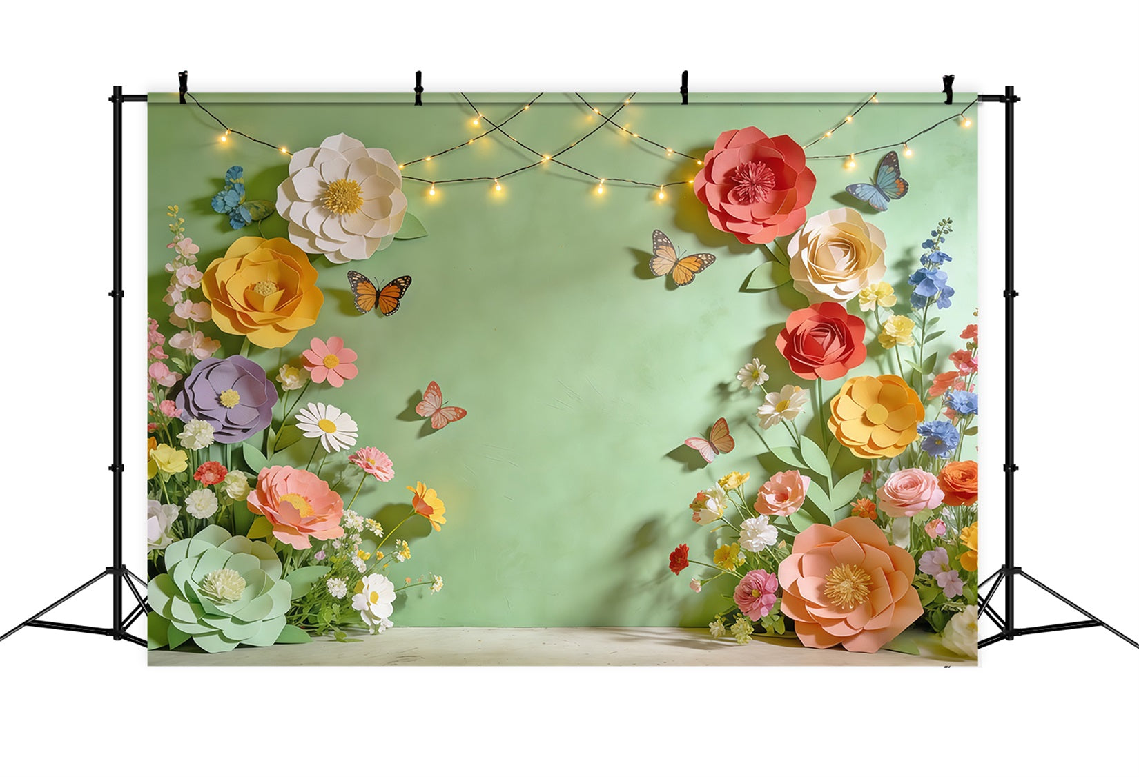 Spring Paper Flower Backdrop Pastel Flower Frame Butterfly Photography Backdrop Floral UK CSH61-161