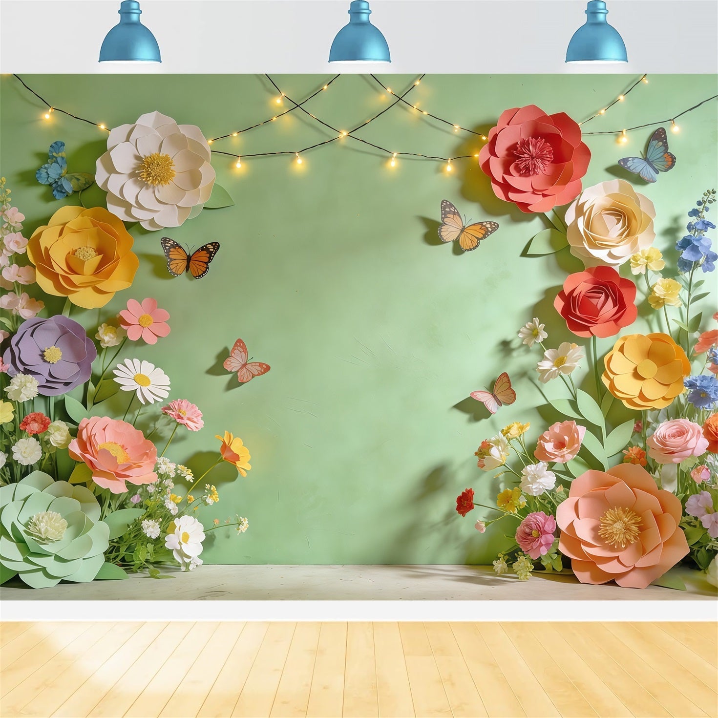 Spring Paper Flower Backdrop Pastel Flower Frame Butterfly Photography Backdrop Floral UK CSH61-161