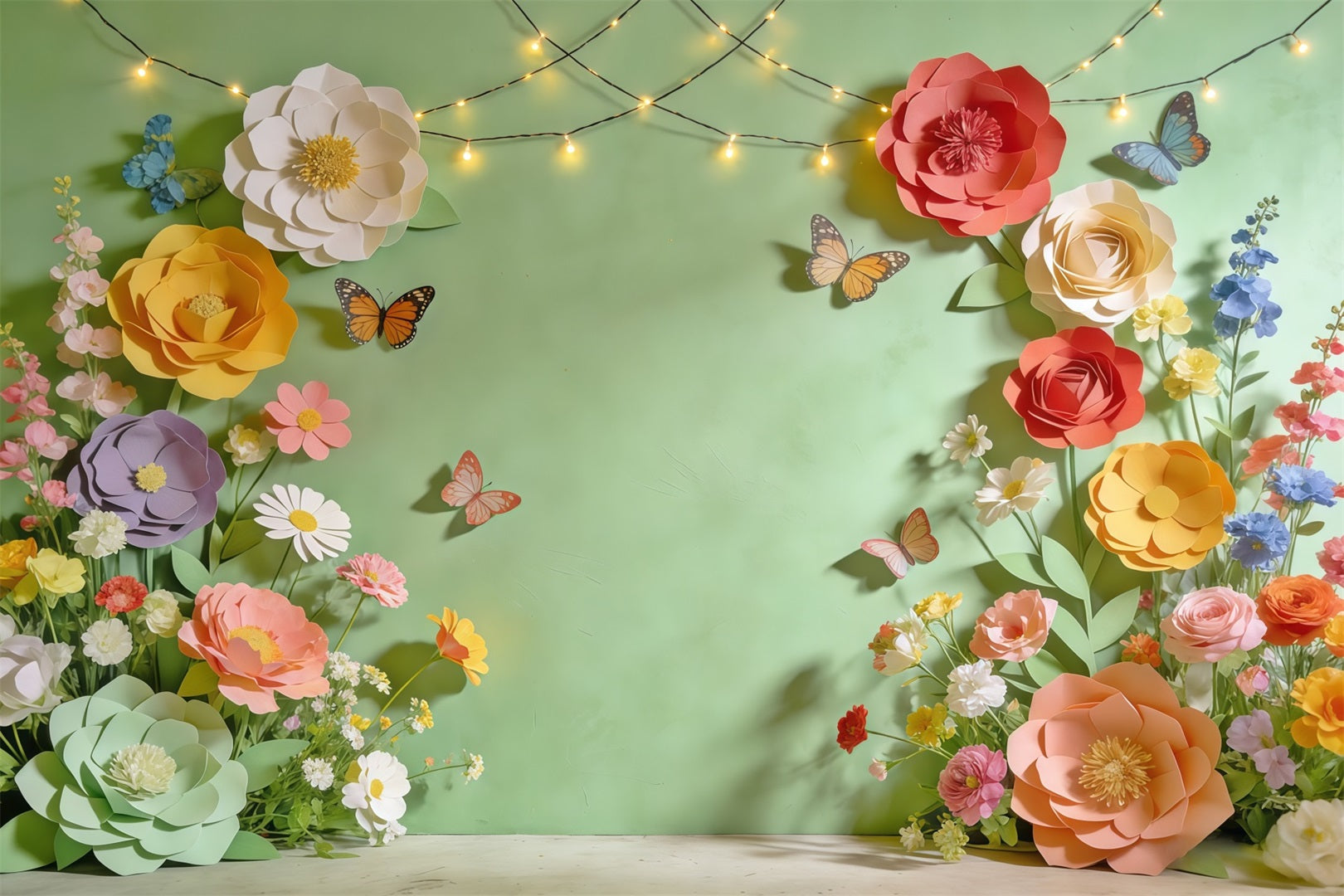 Spring Paper Flower Backdrop Pastel Flower Frame Butterfly Photography Backdrop Floral UK CSH61-161