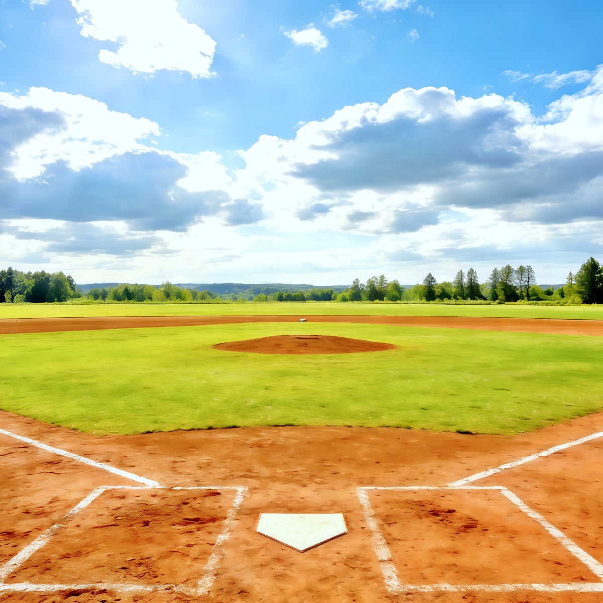 Baseball Backdrops Sunny Home Plate Field Sports Photography Backdrops UK CSH61-176