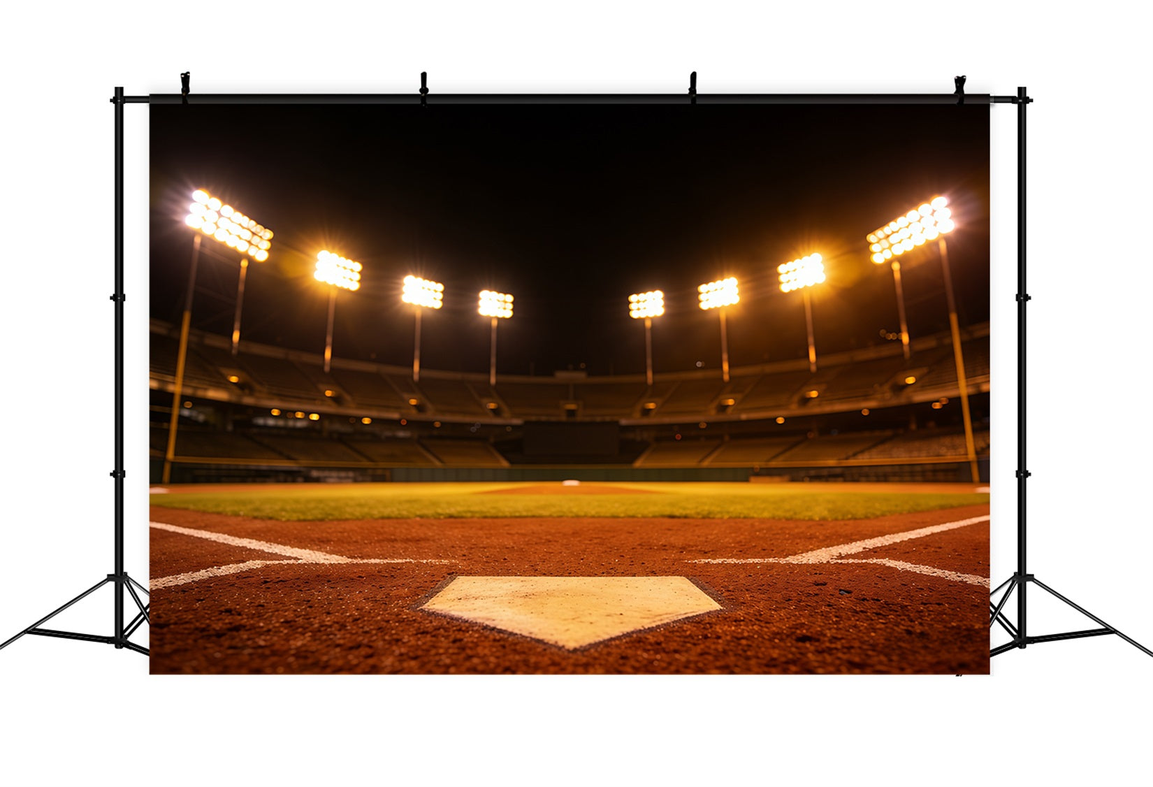Baseball Stadium Backdrop Golden Night Home Plate Sports Photo Backdrops UK CSH61-184
