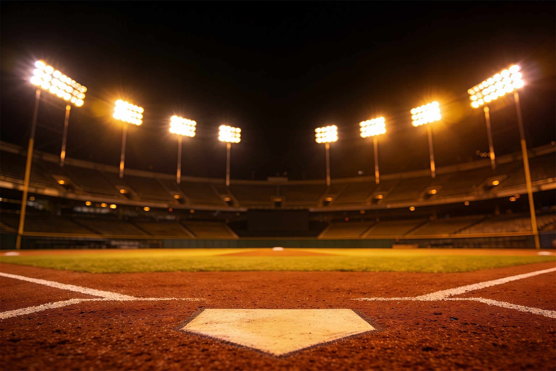 Baseball Stadium Backdrop Golden Night Home Plate Sports Photo Backdrops UK CSH61-184