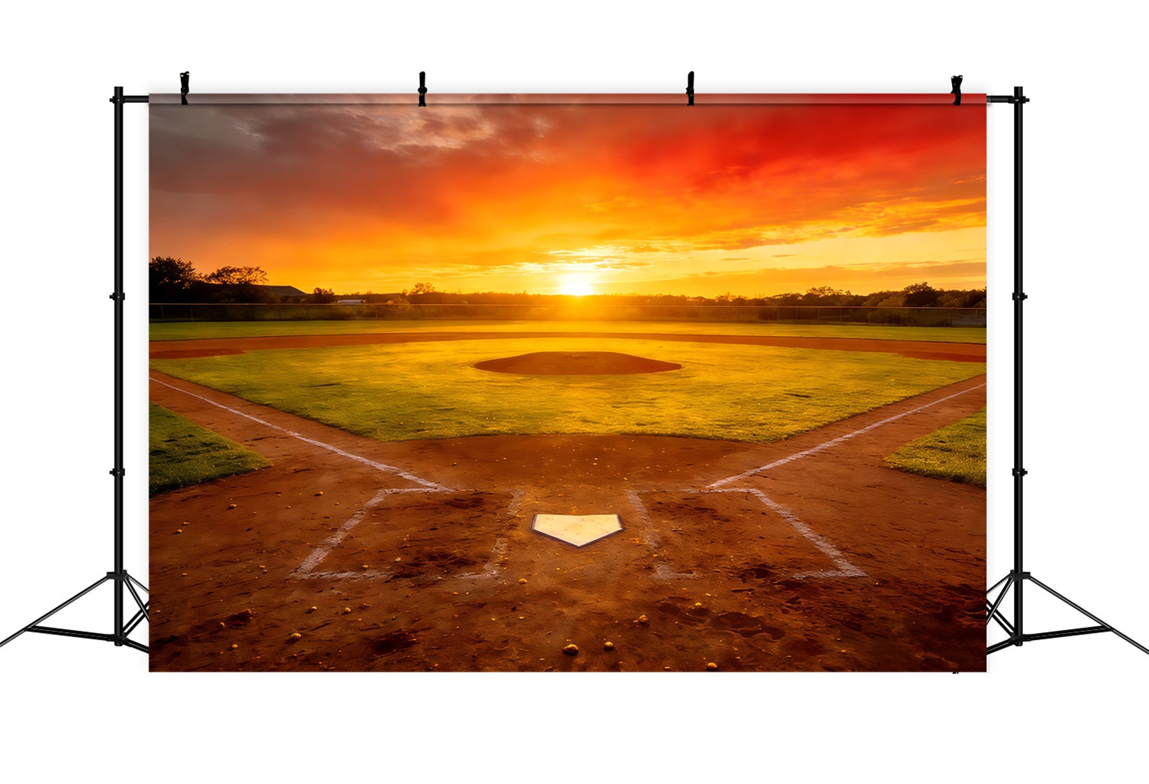Baseball Field Backdrop Sunset Championship Diamond Sports Theme Backdrop UK CSH61-185