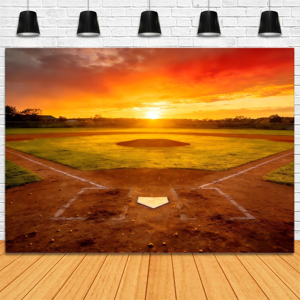 Baseball Field Backdrop Sunset Championship Diamond Sports Theme Backdrop UK CSH61-185