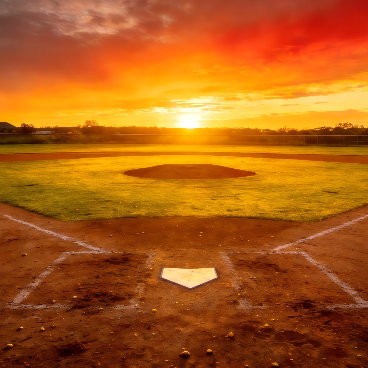 Baseball Field Backdrop Sunset Championship Diamond Sports Theme Backdrop UK CSH61-185