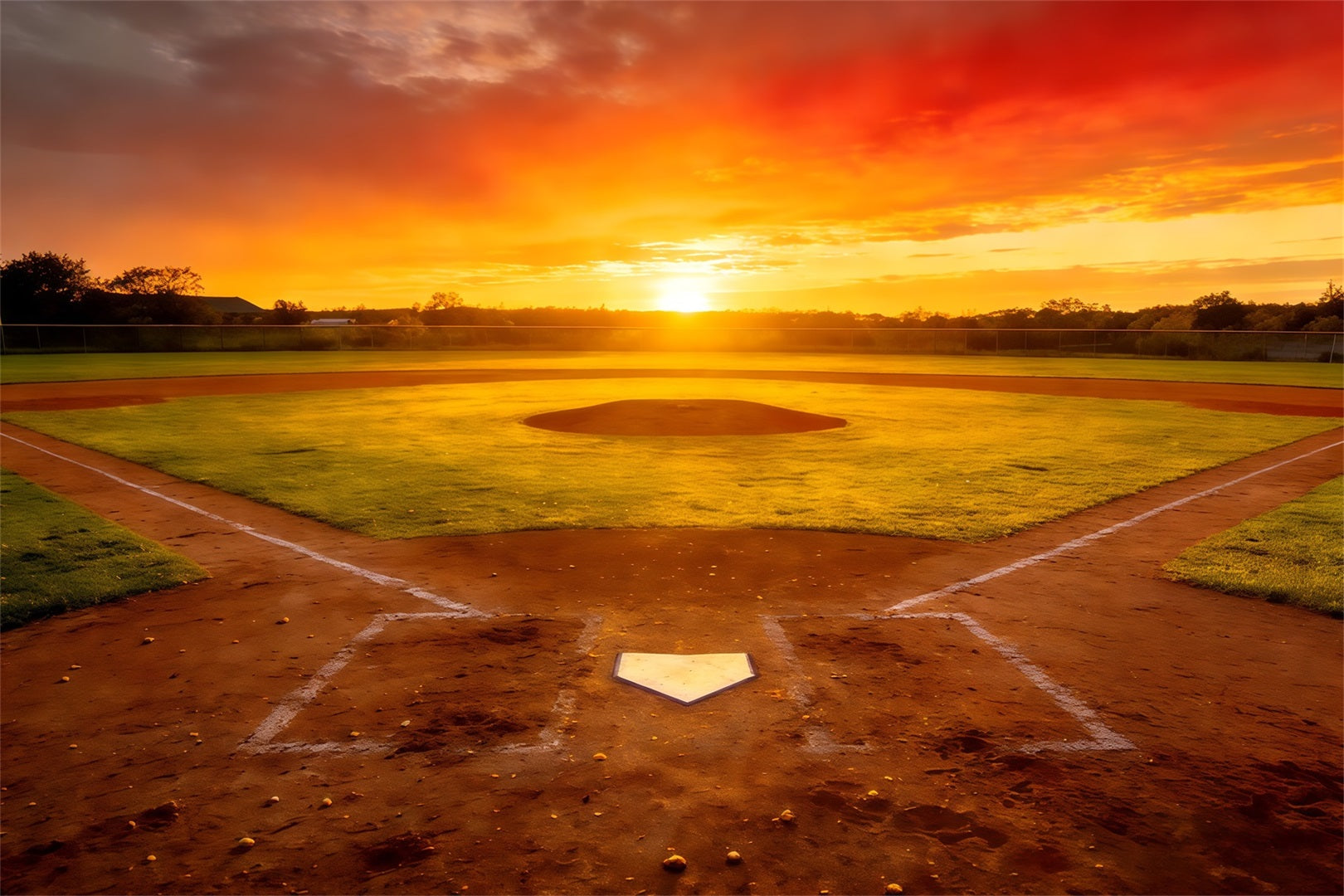 Baseball Field Backdrop Sunset Championship Diamond Sports Theme Backdrop UK CSH61-185