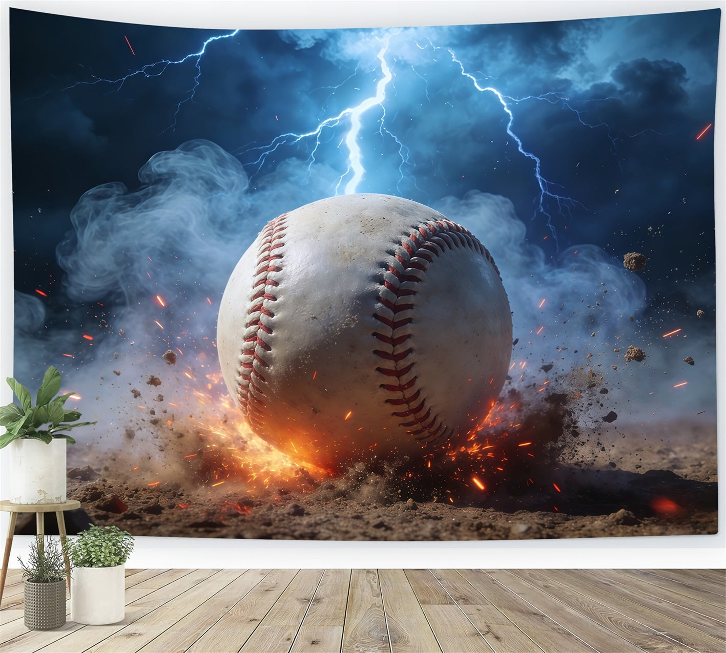 Baseball Backdrop For Pictures Lightning Power Impact Sports Photo Backdrop UK CSH61-187