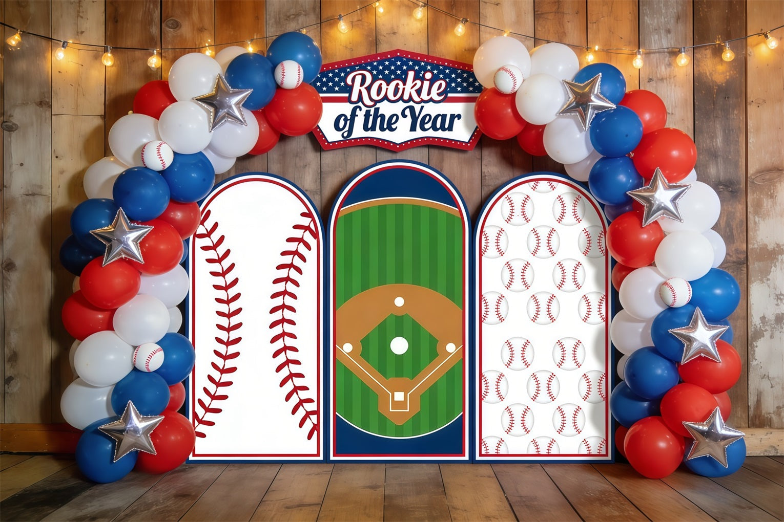 Baseball Photo Backdrop Rookie Year Balloon Arch Sports Photography Backdrop UK CSH61-189