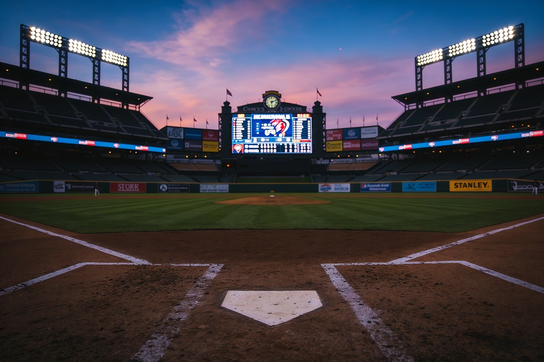 Baseball Backdrops Twilight Stadium Scoreboard Glow Sports Backdrops For Photography UK CSH61-192