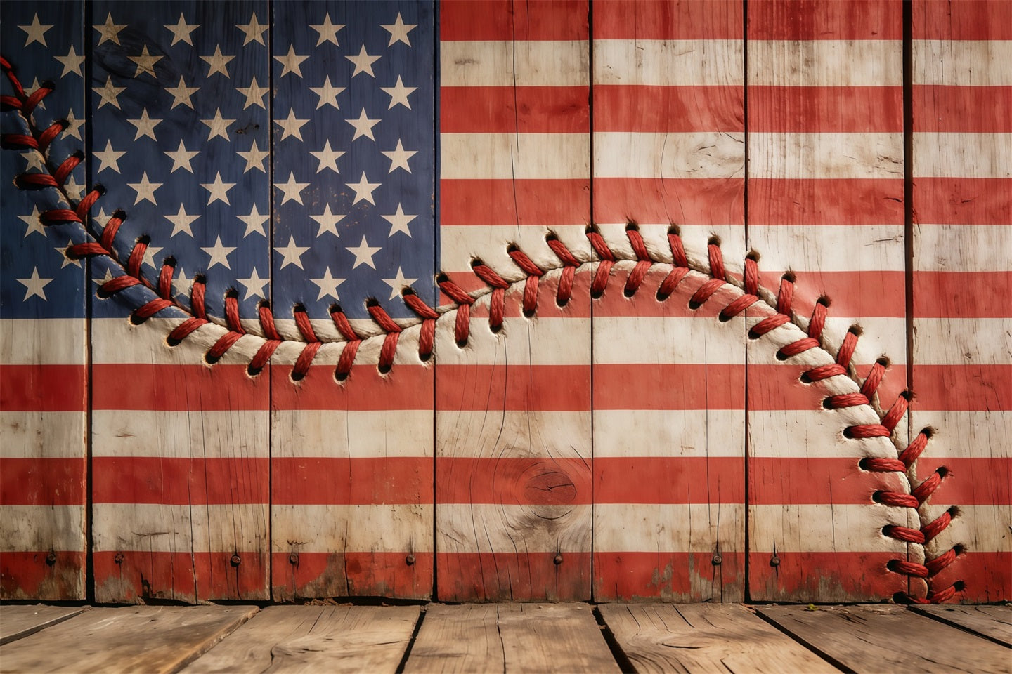 Baseball Backdrops Rustic Patriotic Stitch Wood Flag Sports Photo Backdrops UK CSH61-193