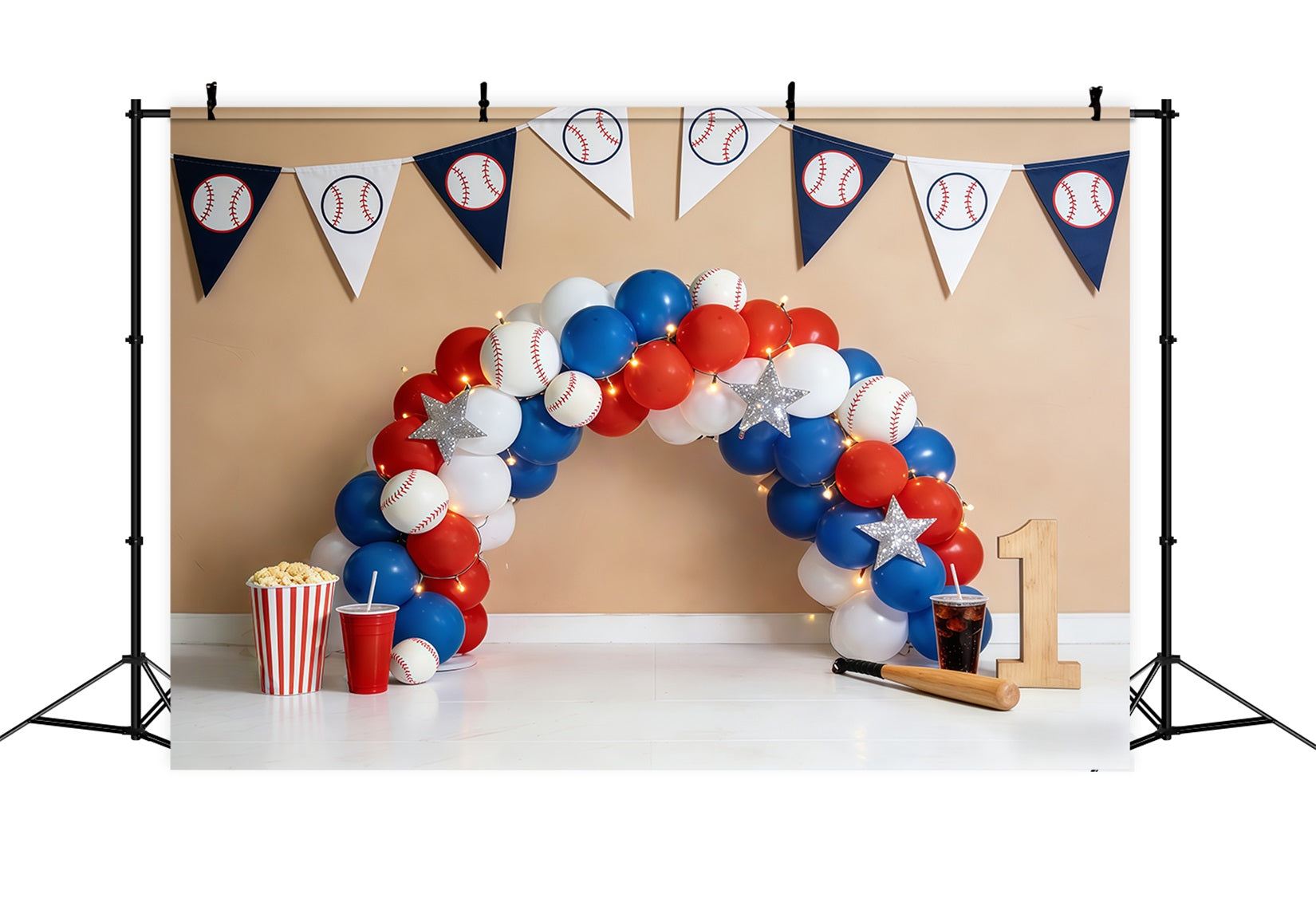 Baseball Backdrop For Pictures Balloon Arch 1st Birthday Sports Backdrops UK CSH61-195