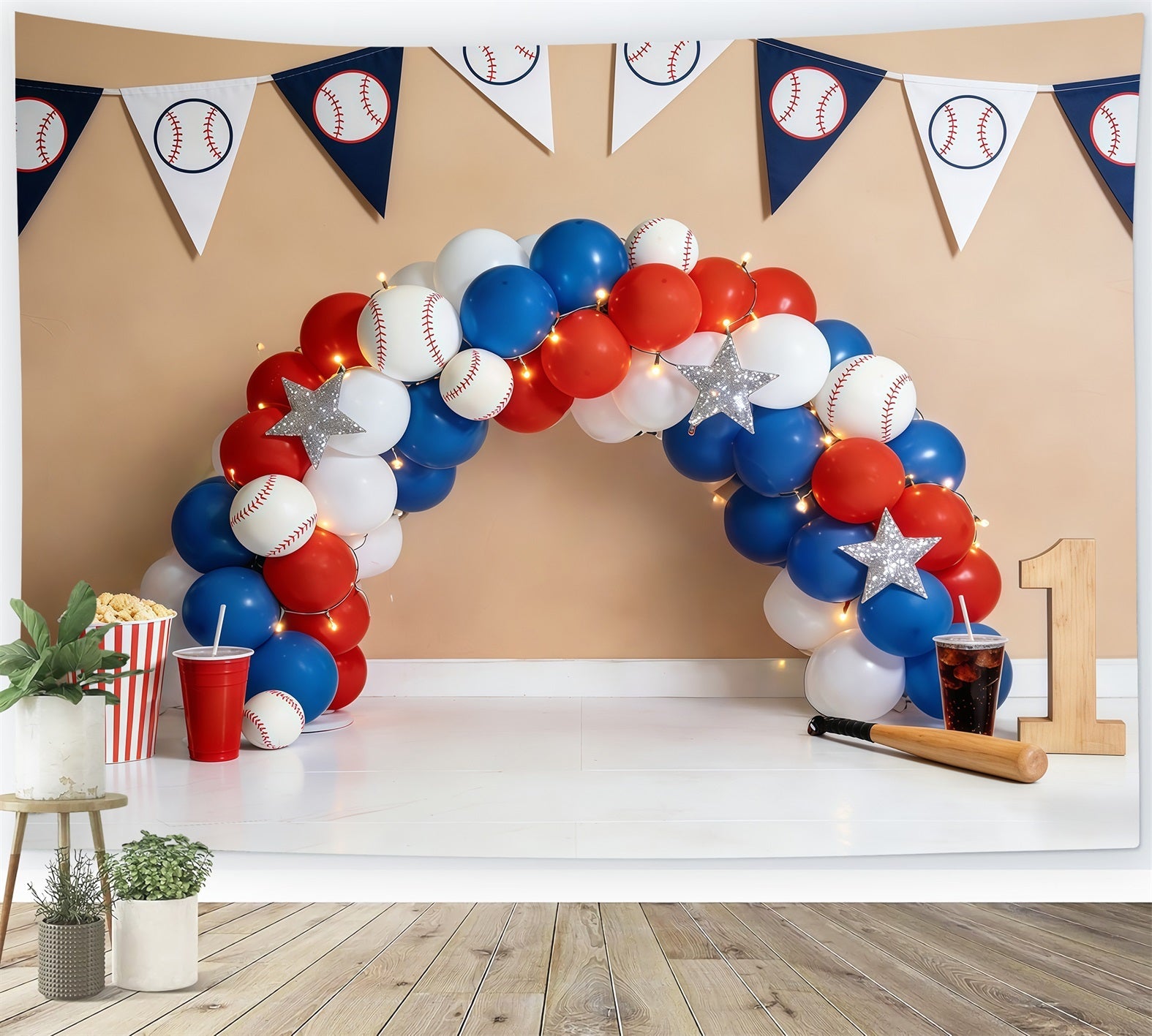 Baseball Backdrop For Pictures Balloon Arch 1st Birthday Sports Backdrops UK CSH61-195