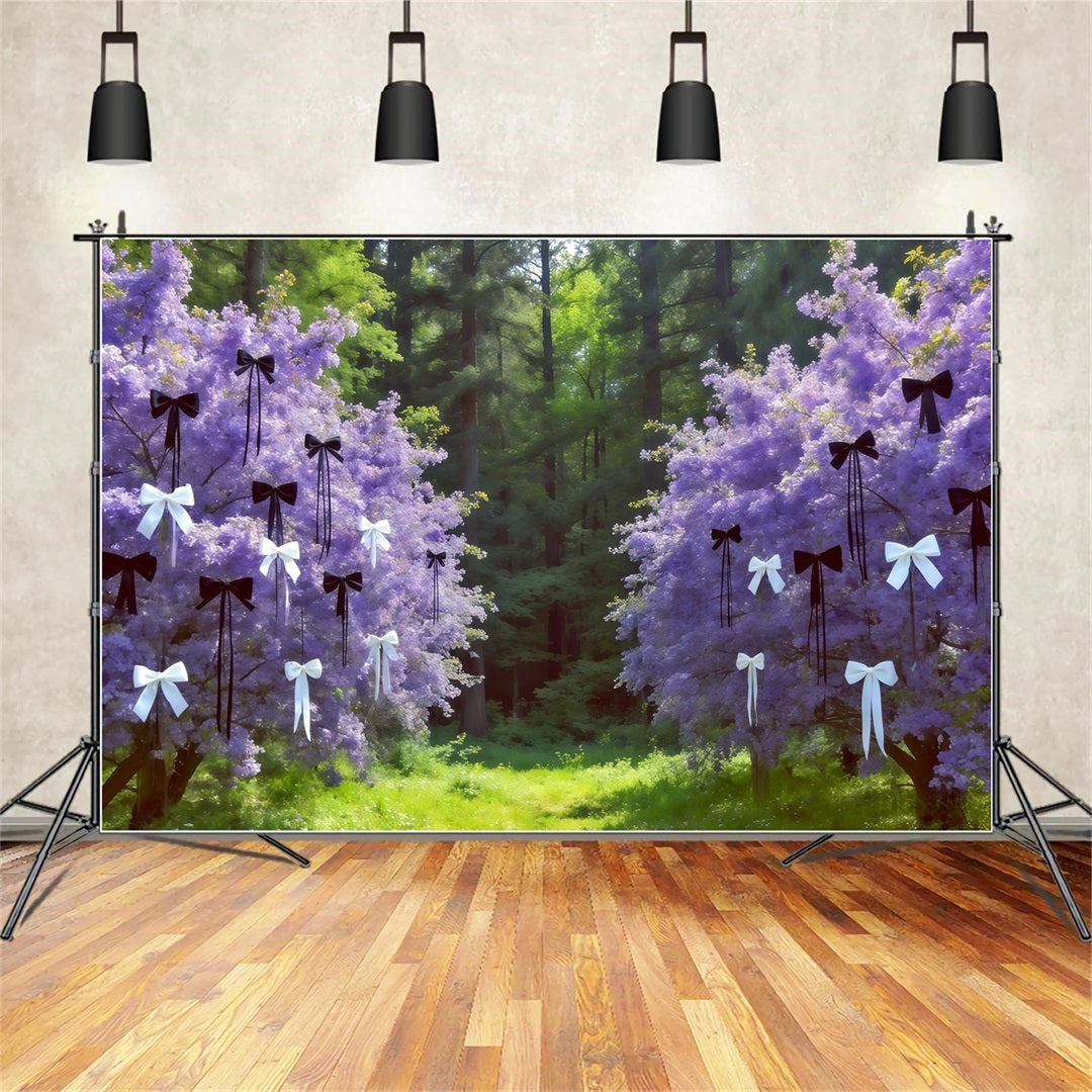 Forest Photography Backdrop Lavender Bow Blossom Grove Fantasy Forest Backdrop UK CSH61-221