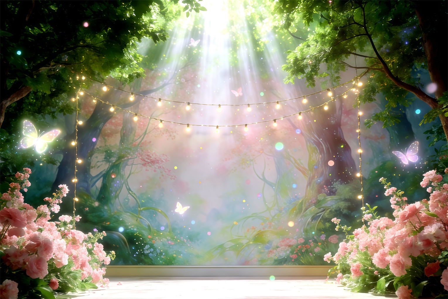 Enchanted Forest Theme Backdrop Fairy Light Woodland Stage Photography Backdrop Forest UK CSH61-222