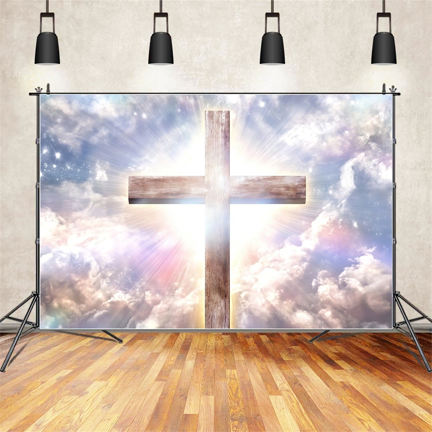 Cross Backdrops Radiant Heaven Cross Glory Easter Backdrop Ideas UK CSH61-37