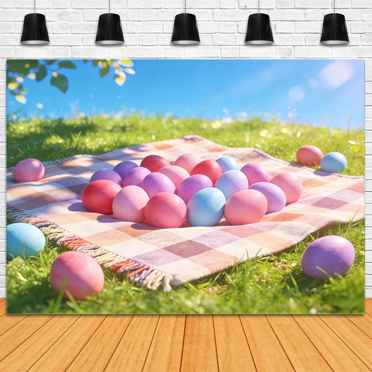 Easter Church Photo Backdrop Pastel Egg Field Meadow Happy Easter Backdrop UK CSH61-9