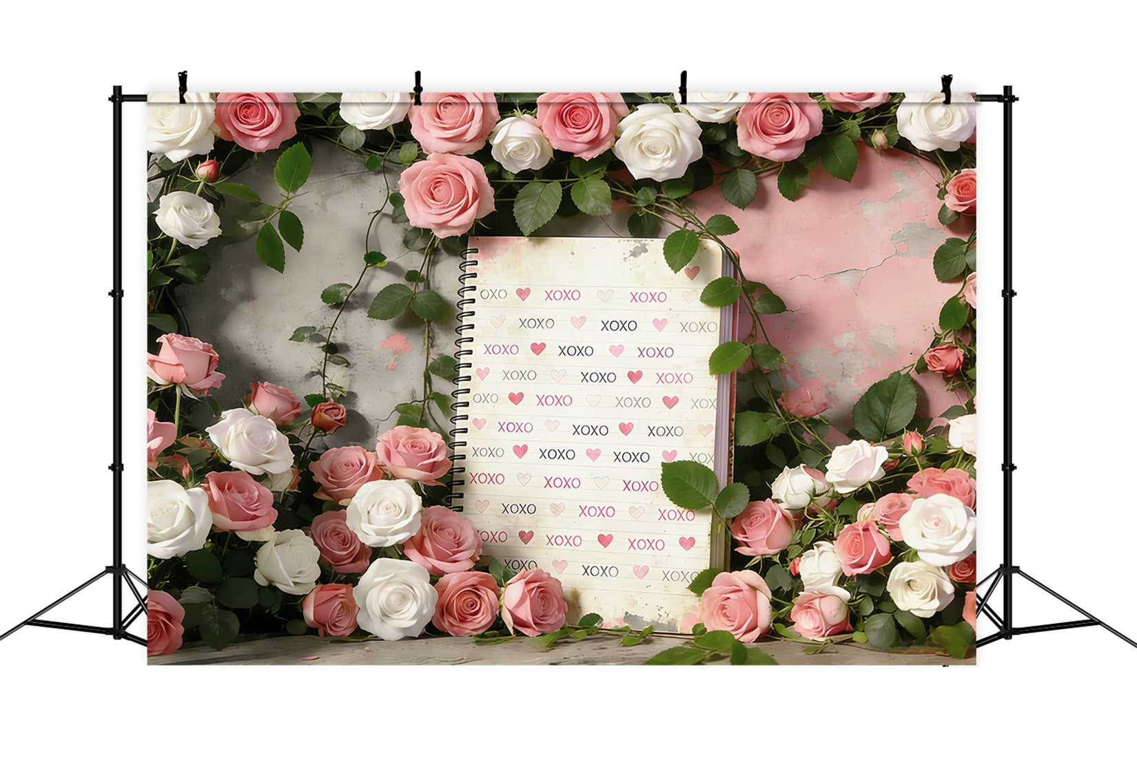 XOXO Backdrop Romantic Rose Vintage Garden Valentine's Day Backdrop UK CSH61-97