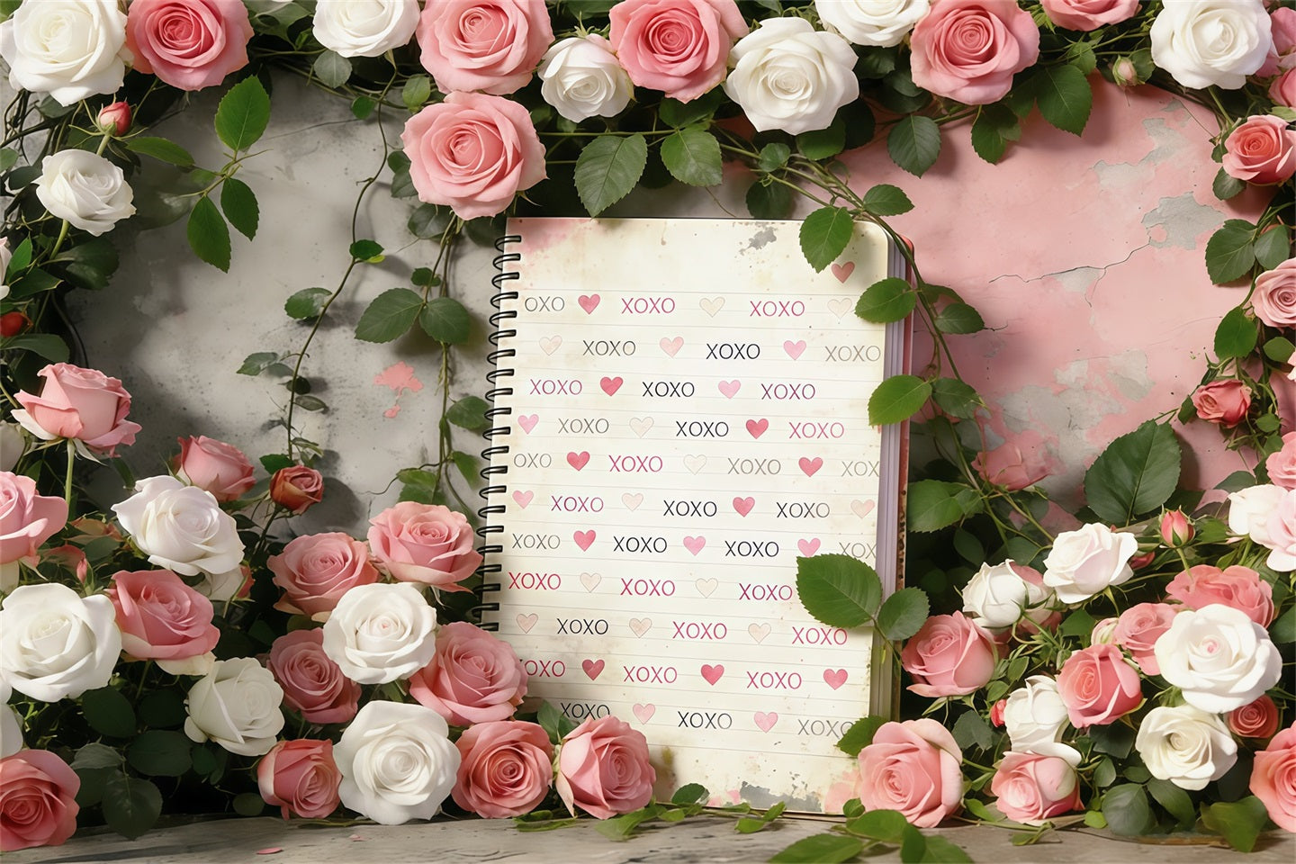 XOXO Backdrop Romantic Rose Vintage Garden Valentine's Day Backdrop UK CSH61-97