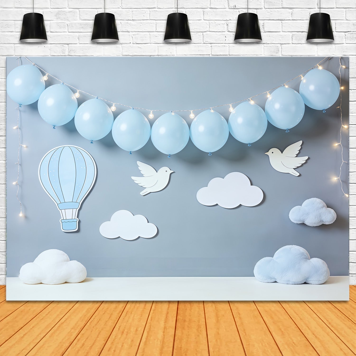 Cloud Backdrop Blue Balloon Bird Clouds Newborn Photography Backdrops UK CSH62-111