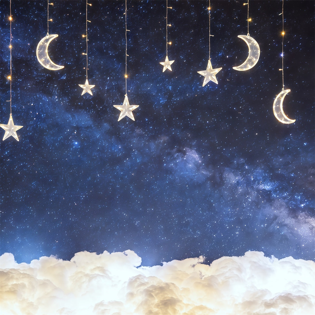 Night Sky Photo Backdrop Glowing Stars Moon Galaxy Cloud Backdrop Photography UK CSH62-113