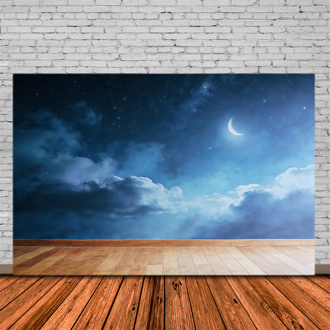 Cloud Photo Backdrop Crescent Star Moon Floor Blue Sky Backdrop UK CSH62-114