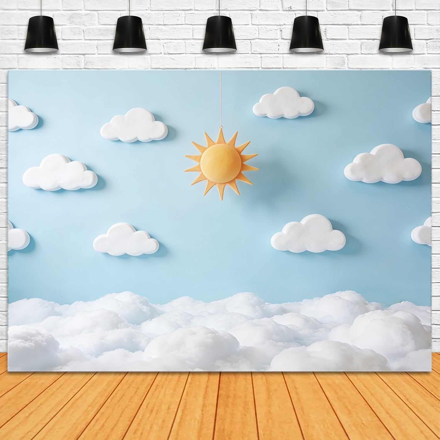 Clouds Photo Backdrop Sun Cutout Blue Sky Newborn Backdrop UK CSH62-117