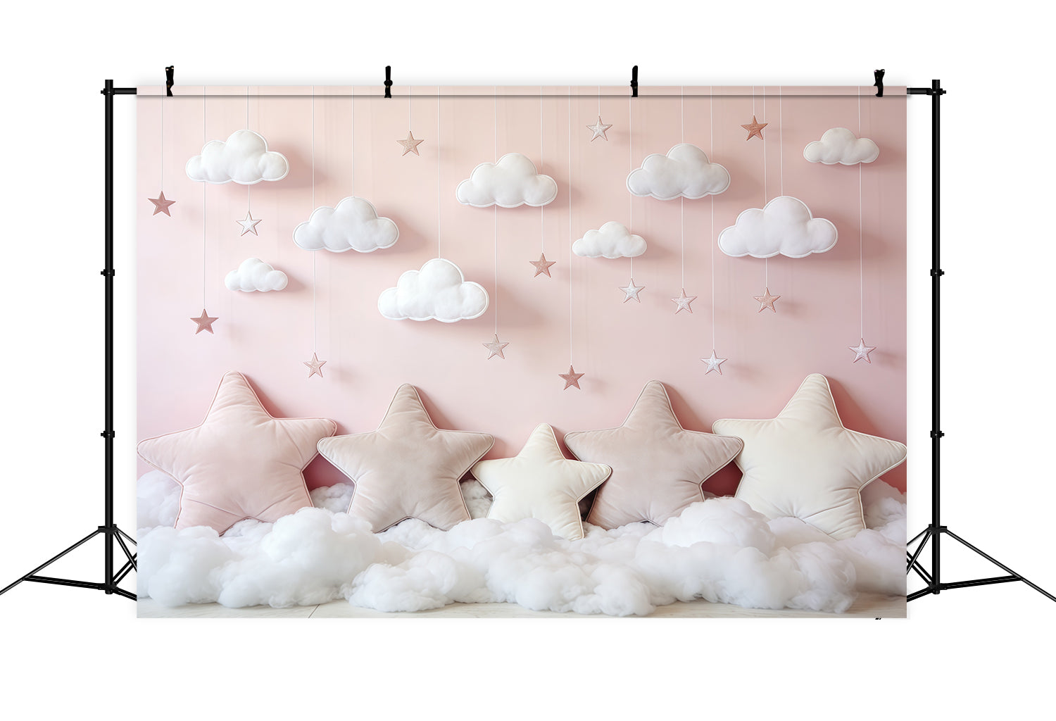 Clouds Photography Backdrop Pink Star Cloud Pillows Newborn Backdrop UK CSH62-120